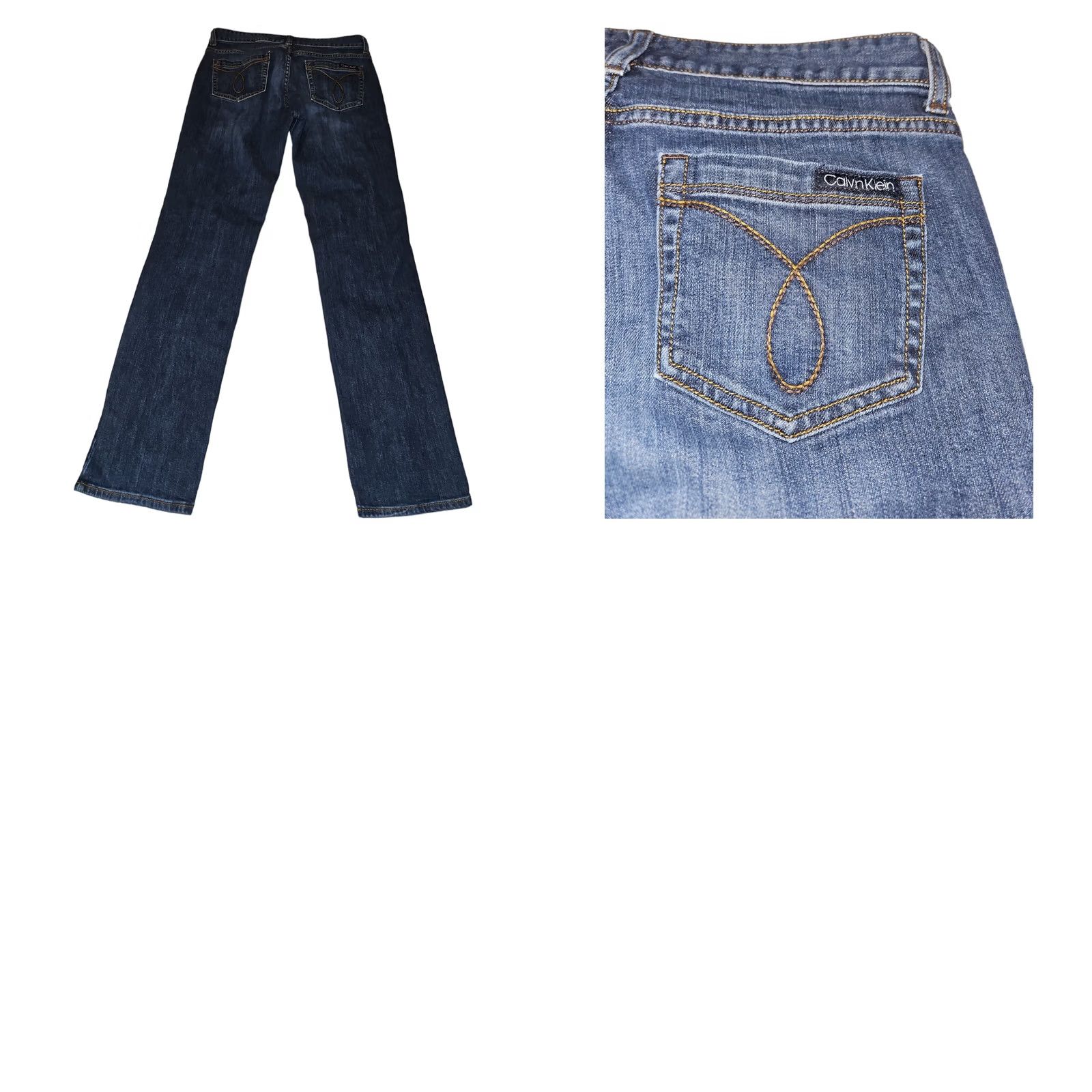Calvin Klein VINTAGE Calvin Klein Jeans Skinny Blue Denim Embroidered 5-Pocket Regular Womens Size 29 32x30 Hipster Preppy Rise Low-Custom Quirk de Size 29" - 8 Thumbnail