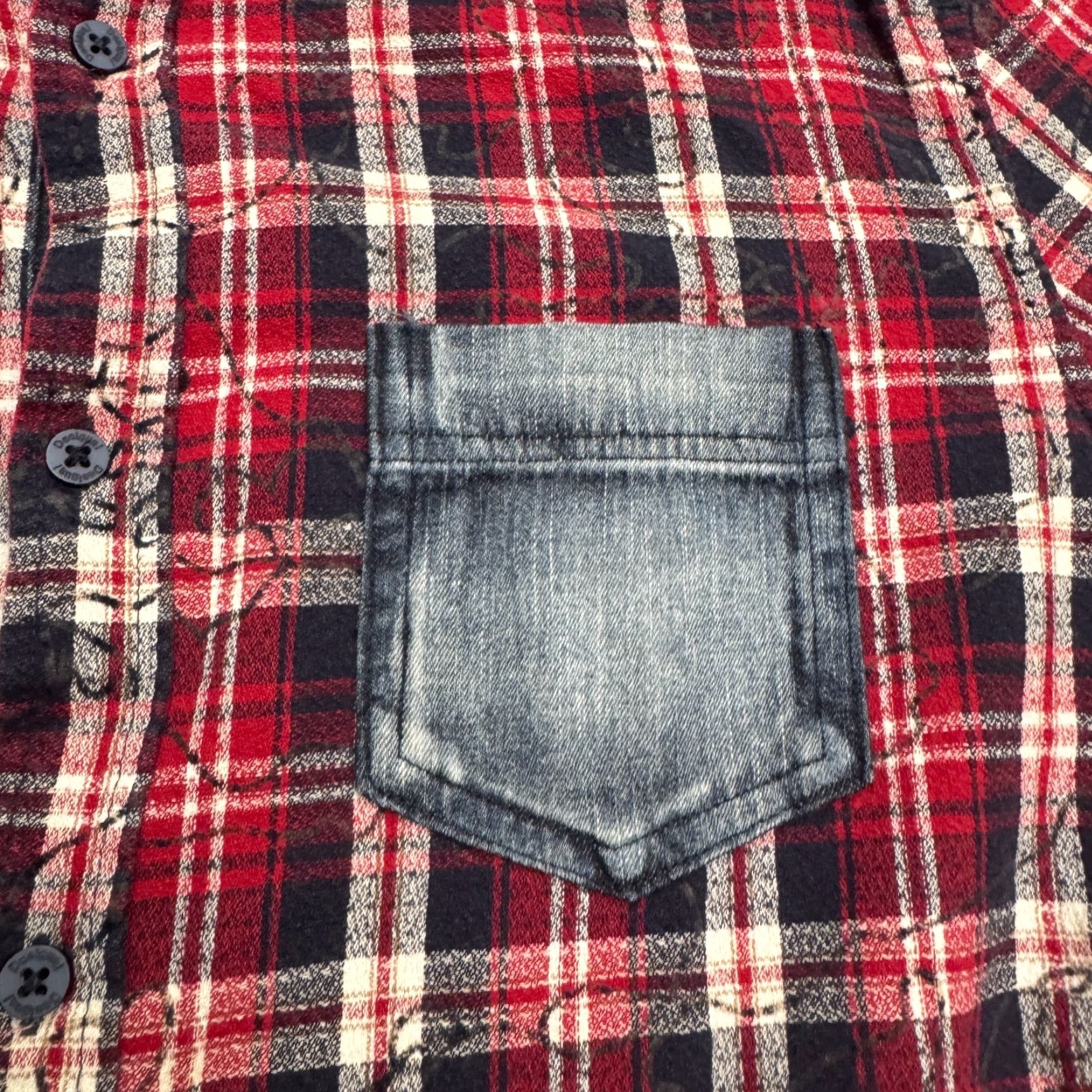 Desigual DESIGUAL Button-Down Shirt Mens L Red Plaid Flannel Embroidered Denim Trim Casual Everyday Comfort Shirt Size US L / EU 52-54 / 3 - 4 Thumbnail