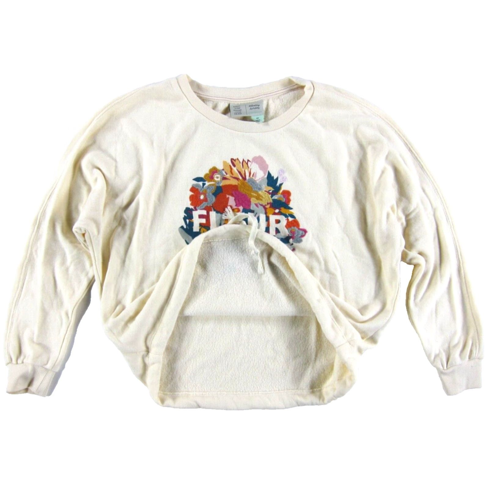 Anthropologie Anthropologie Saturday Sunday Fleur Ivory Pink Green Yellow Floral Sweatshirt XS Women Size XS / US 0-2 / IT 36-38 - 4 Thumbnail