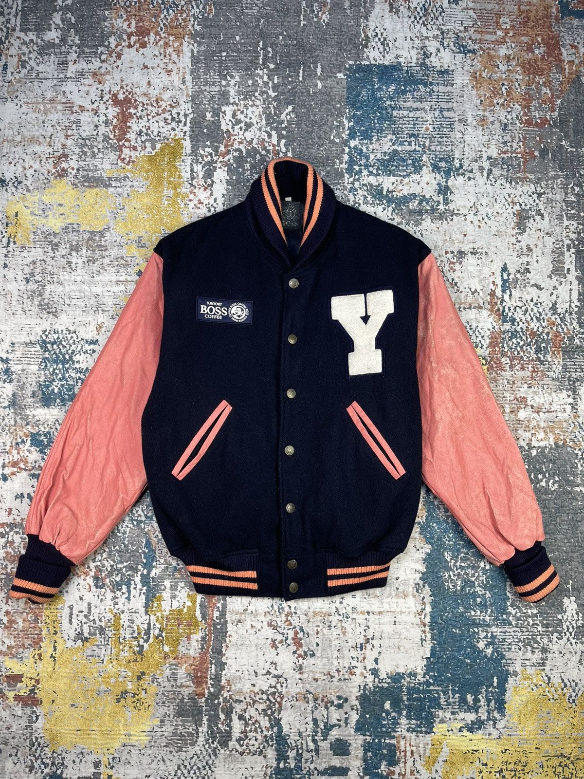 Japanese Brand SUNTORY BOSS BIG LOGO VARSITY JACKETS Size US M / EU 48-50 / 2 - 2 Thumbnail