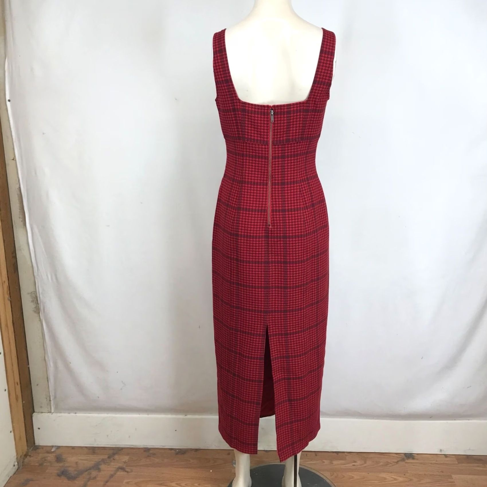 Vintage PILCRO WOMEN'S Dress Sleeveless Square Neck Red Plaid Midi 6, Shirt? Size M / US 6-8 / IT 42-44 - 5 Thumbnail