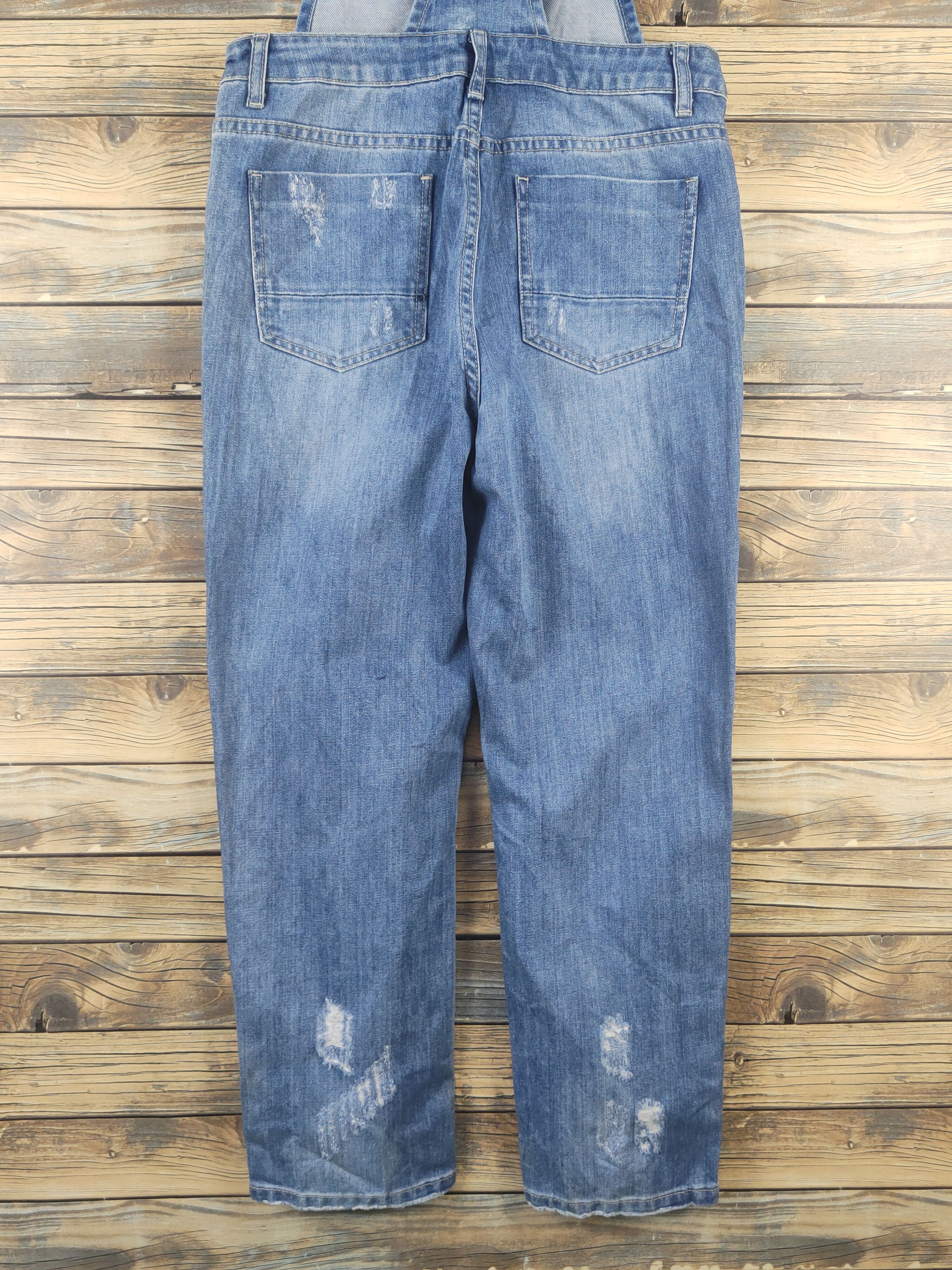 Japanese Brand × Vintage Vintage by Q's Blue Distressed Denim Jumpsuits Size 31" - 12 Thumbnail