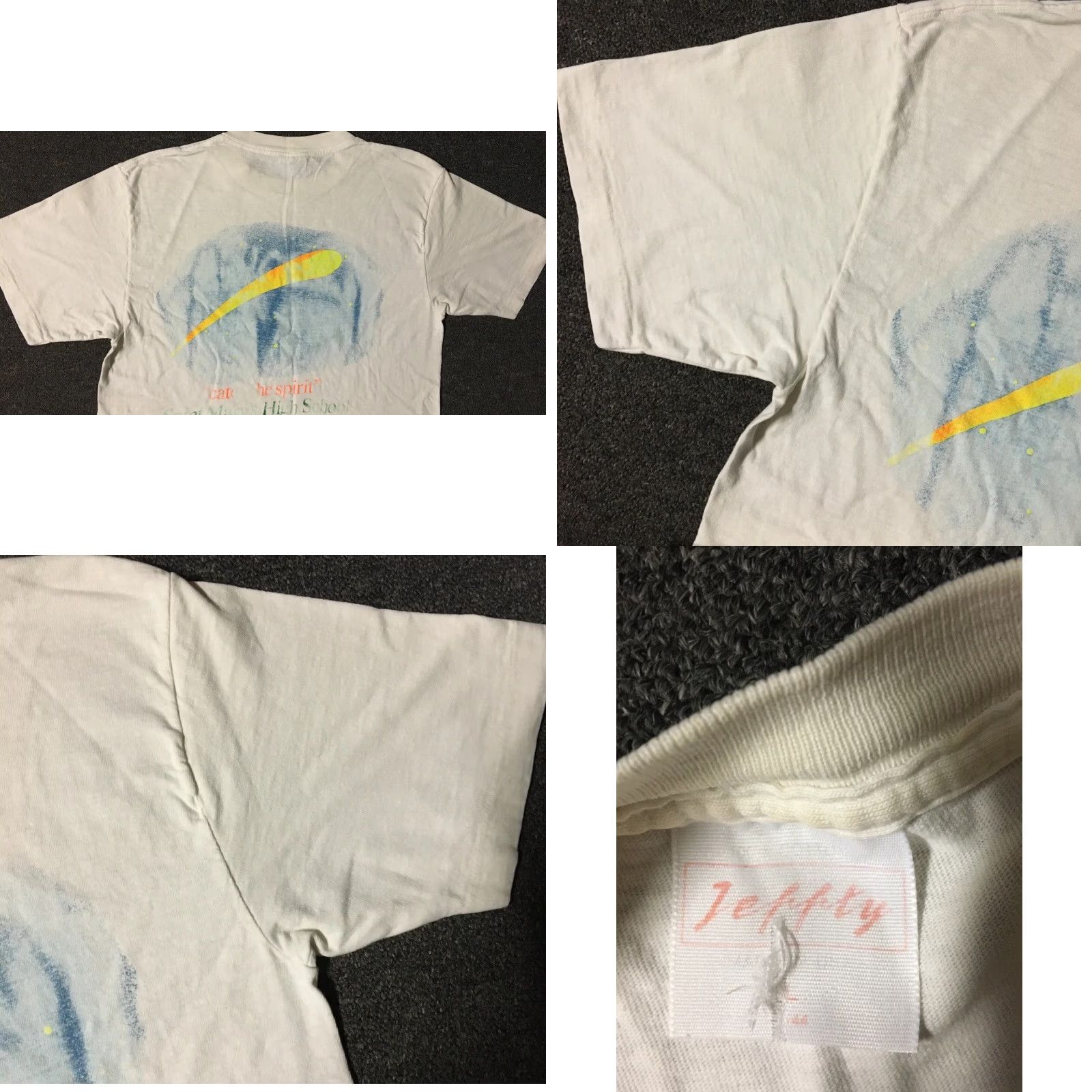 Vintage VINTAGE 90s Saint Mary Knights Night Time faded Shirt M White distressed crew neck Funny Track & Field PE Grunge Size US M / EU 48-50 / 2 - 9 Thumbnail