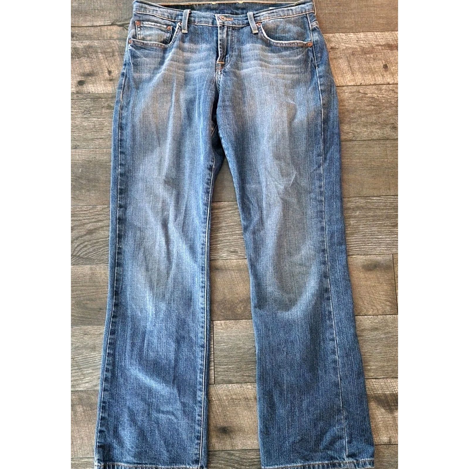 Lucky Brand VINTAGE Lucky Brand Jeans Womens 8 / 29 Embroidered Pockets Wide Leg Blue Y2K Mens? Size 30" / US 8 / IT 44 - 6 Thumbnail
