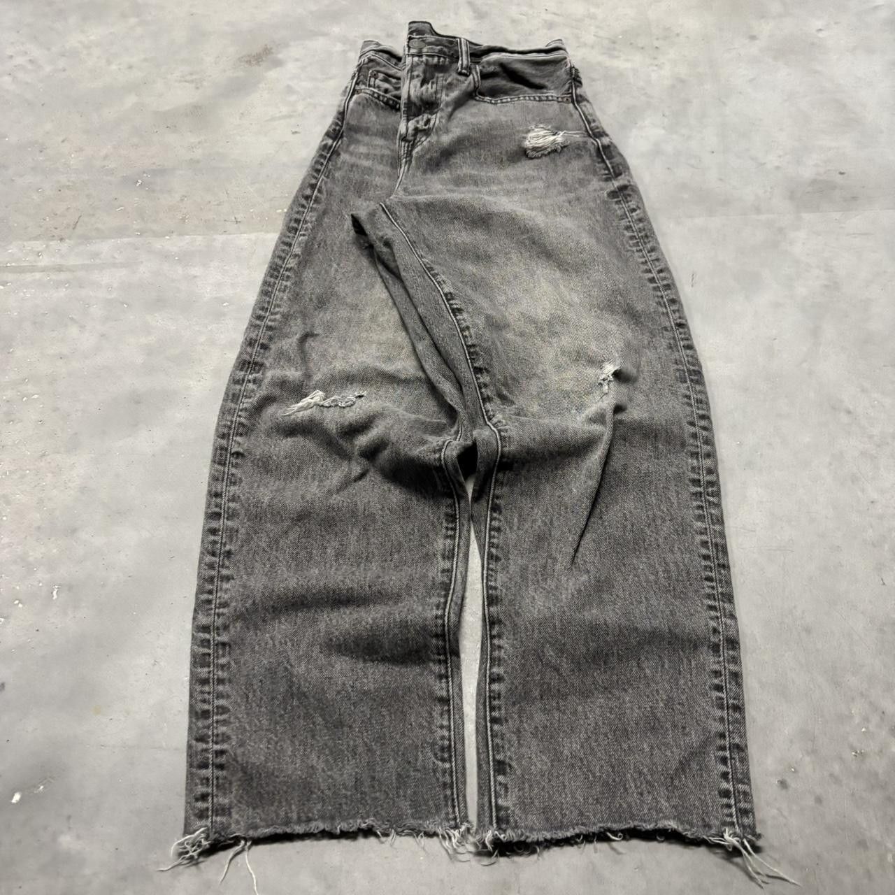Japanese Brand × Vintage Crazy Vintage Y2K/2000s Grunge Faded Black Denim Jeans! Size US 28 / EU 44 - 3 Thumbnail