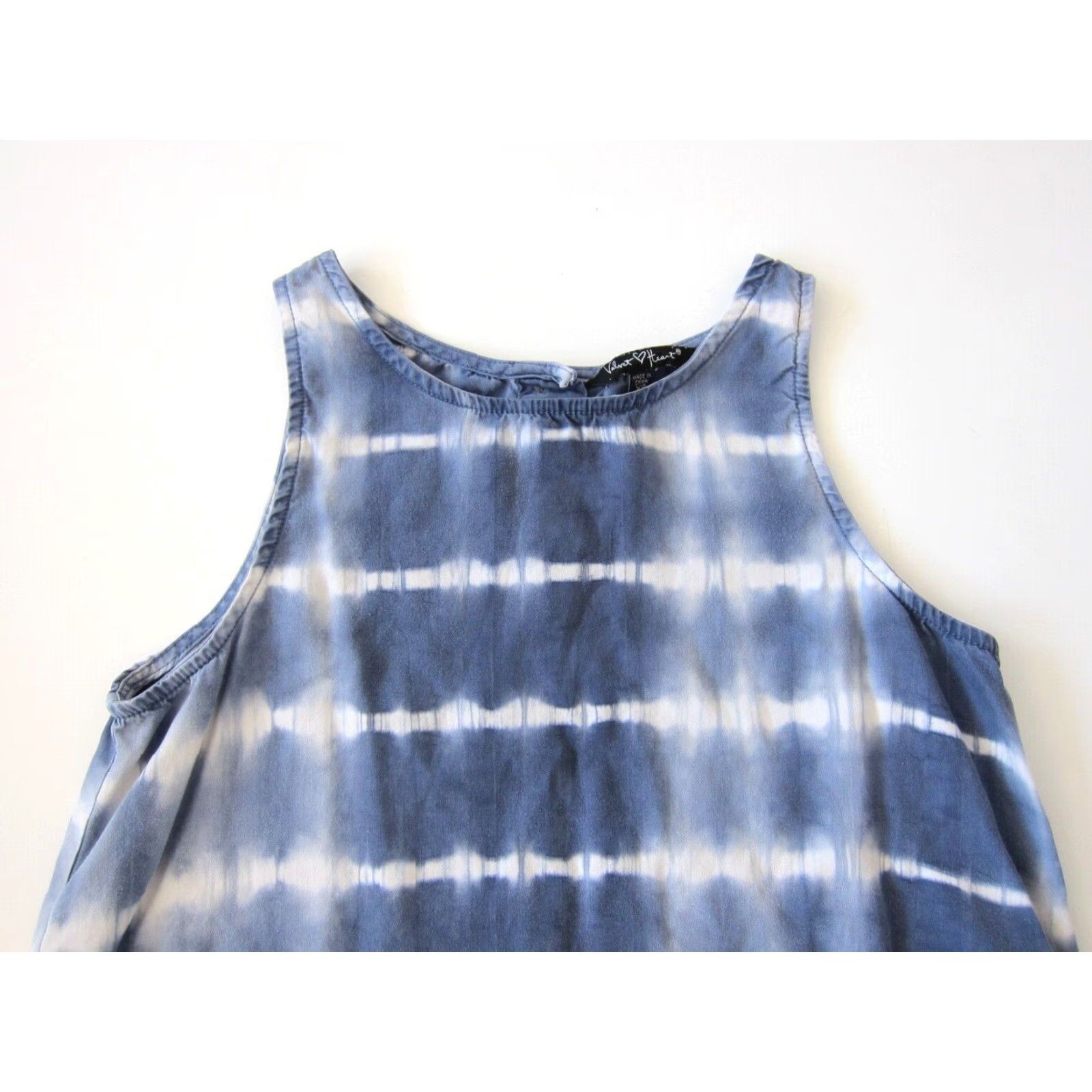 Velvet Velvet Heart Dress Tank XS Sleeveless Tie Dye Pocket Blue Rayon Knee Length Women Regular Colorful 90s Theme? Size XS / US 0-2 / IT 36-38 - 3 Thumbnail