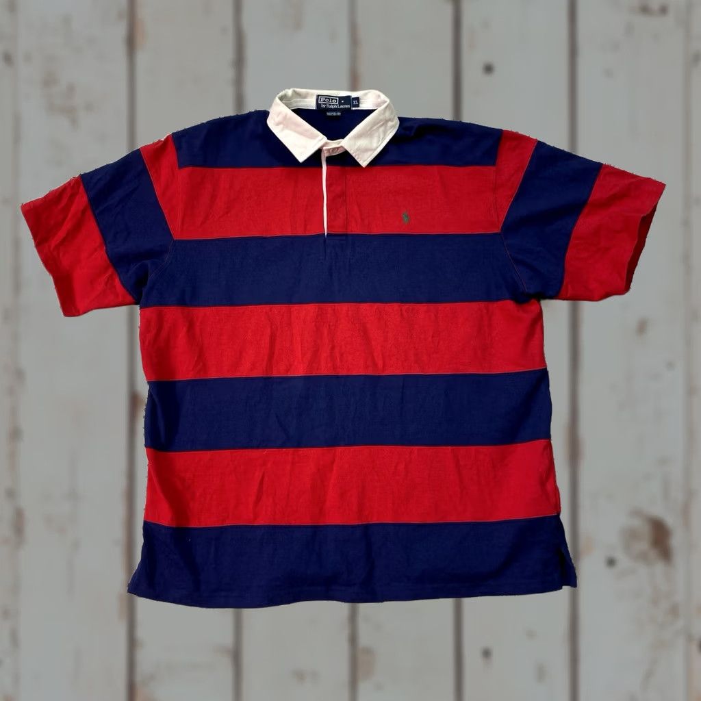 Polo Ralph Lauren VINTAGE Polo Ralph Lauren Shirt Men XL Red Blue Stripe Heavy Size US XL / EU 56 / 4 - 1 Thumbnail