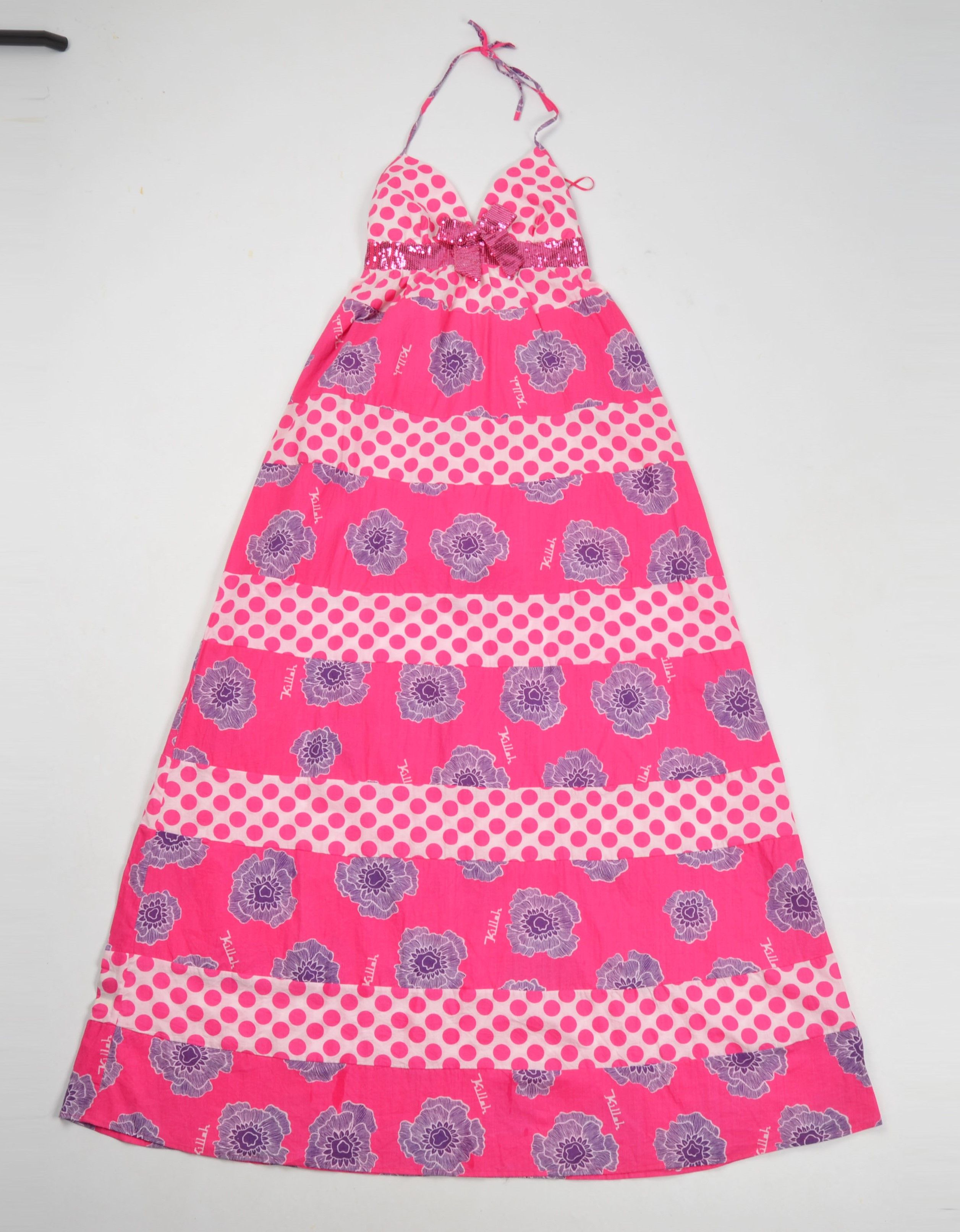 Miss Sixty Killah by Miss Sixty Y2K Floral Polka Dot Maxi Halter Dress Size S / US 4 / IT 40 - 4 Thumbnail