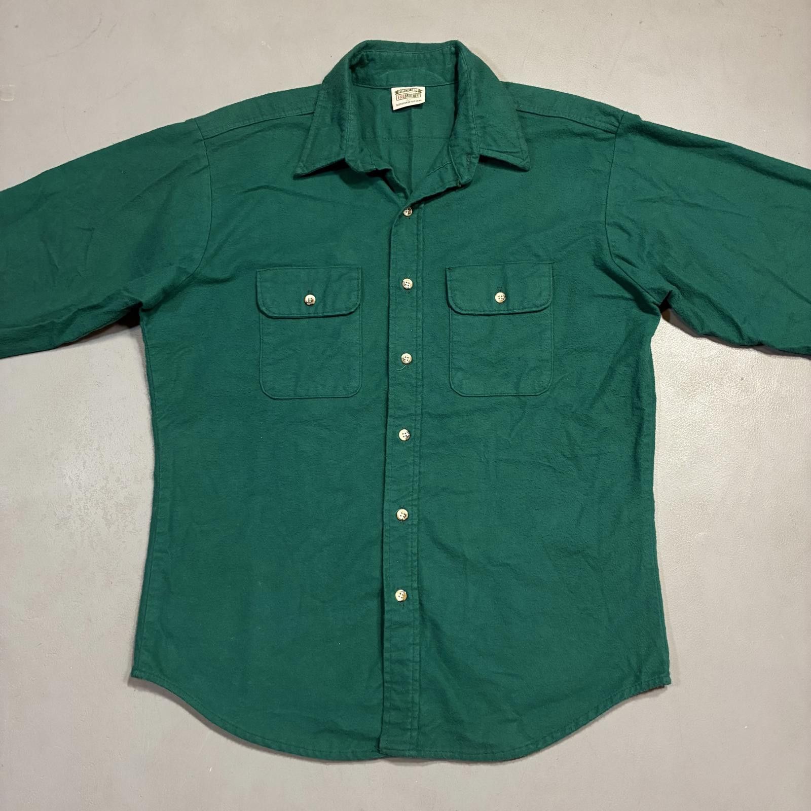 Other Vintage Five Brothers Men's Green Chamois Button Down Shirt Size US L / EU 52-54 / 3 - 6 Thumbnail