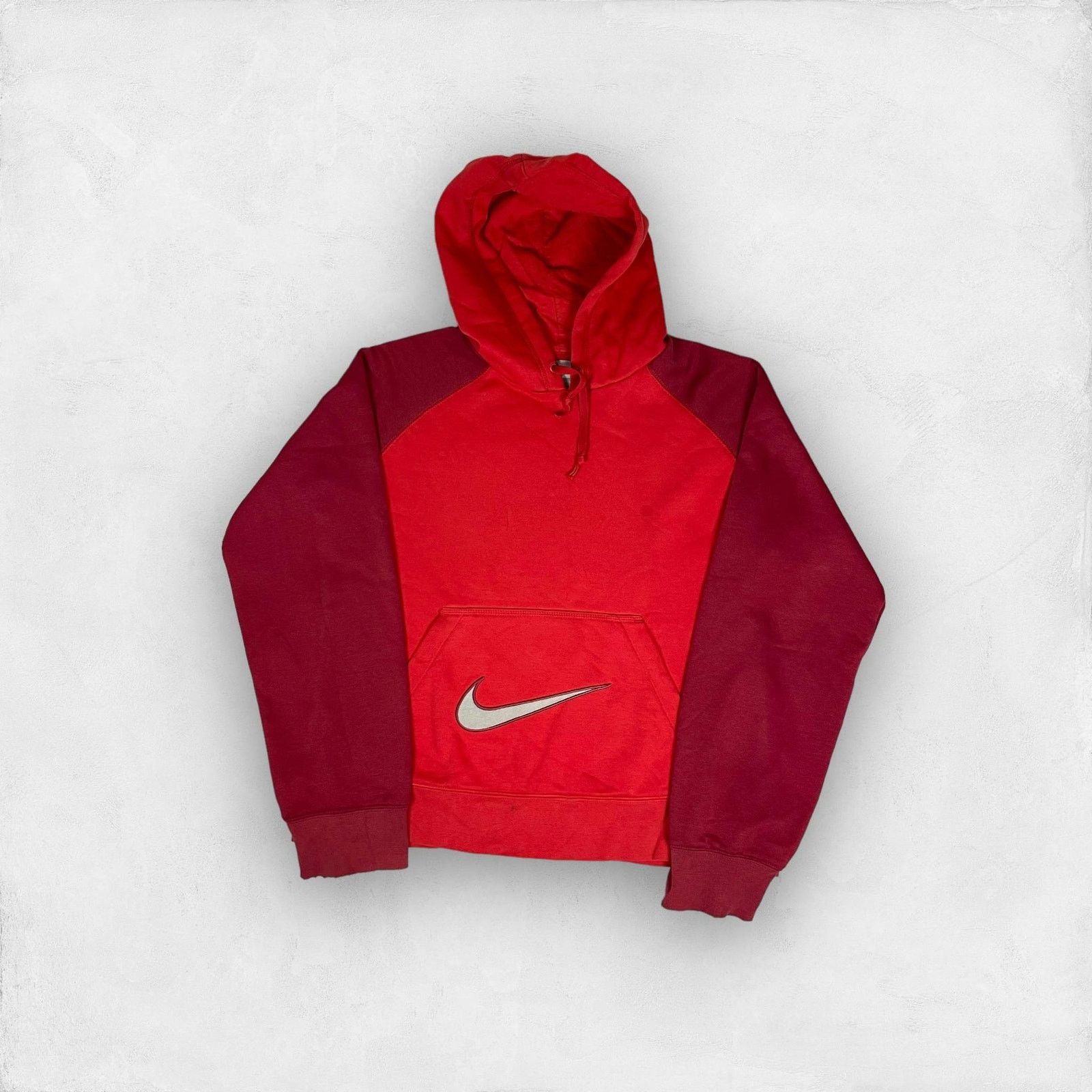 Nike × Vintage Nike Red Fleece Swoosh Raglan Sleeve Pullover Hoodie L Size L / US 10 / IT 46 - 1 Thumbnail