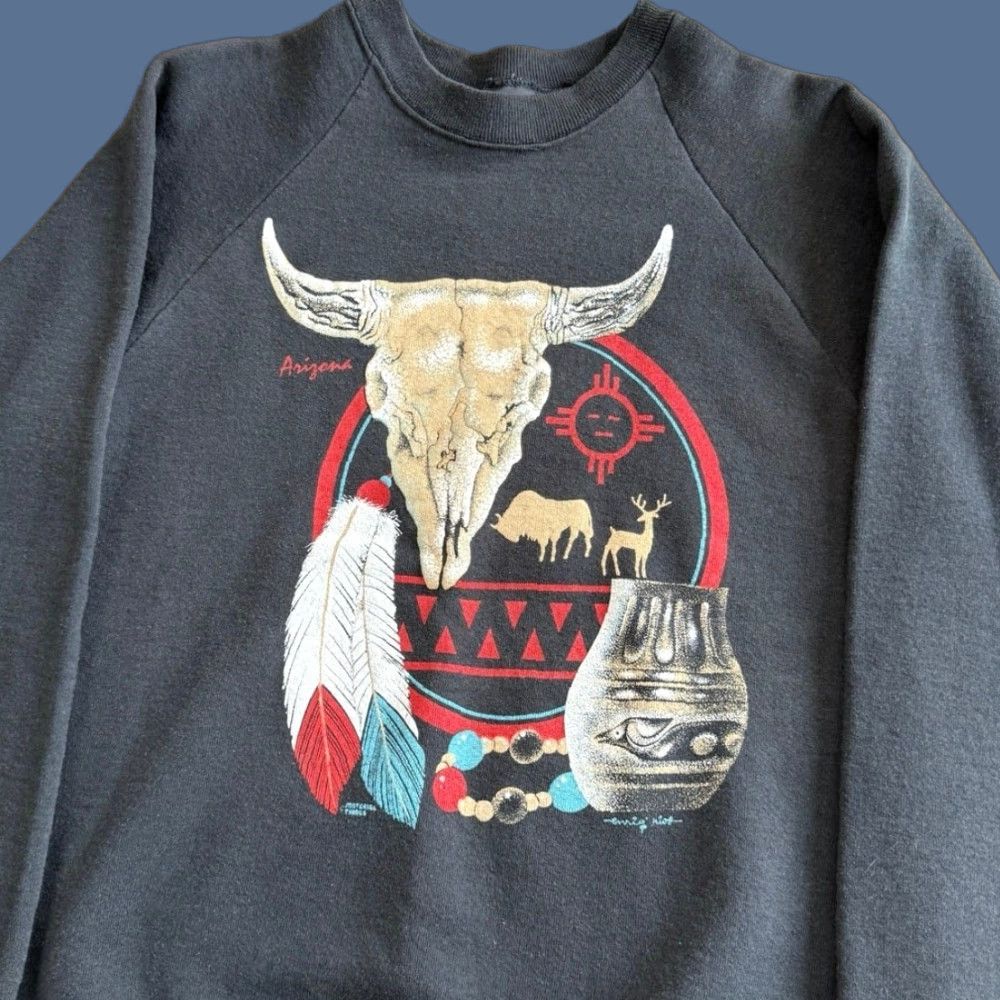 Vintage VINTAGE 90s Arizona Aztec Animal Nature Crewneck Sweatshirt Size S USA Made Sweatshirt Crew Neck Mens Black US Size US S / EU 44-46 / 1 - 1 Thumbnail