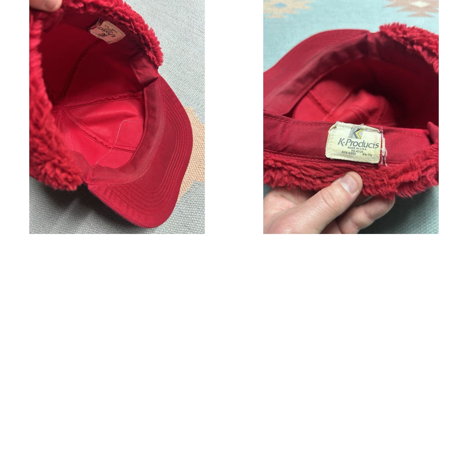 Vintage VINTAGE K-Products Trapper Hat Ear Flap Cap Men Red 6 7/8 - 7 1/2 Michigan Patch Size ONE SIZE - 8 Thumbnail