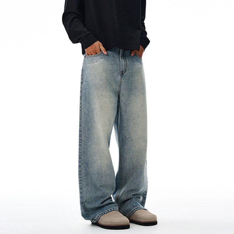 Japanese Brand High-street retro men's loose straight leg washed jeans Size US 32 / EU 48 - 3 Thumbnail