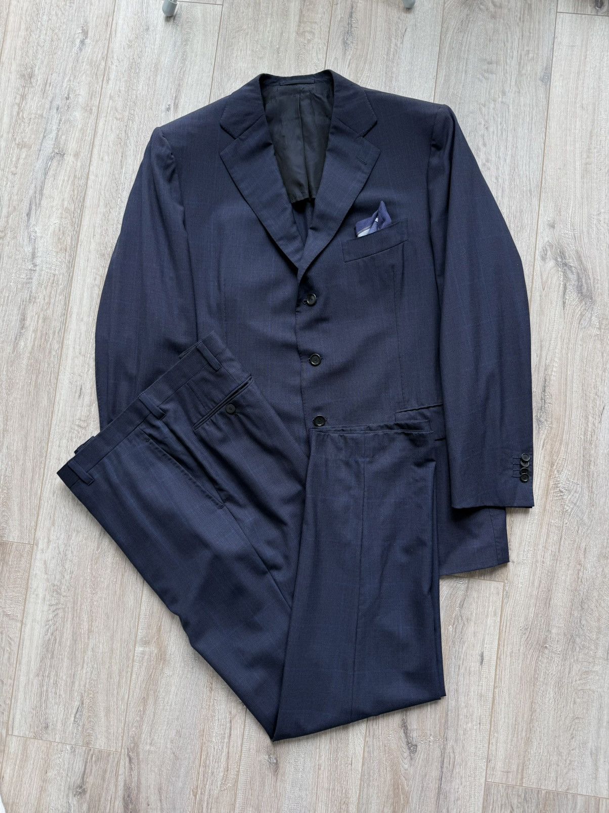 Cesare Attolini Cesare Attolini 3-Button Navy Suit Wool Mohair IT 56 Drop 7R Size 46R - 11 Thumbnail