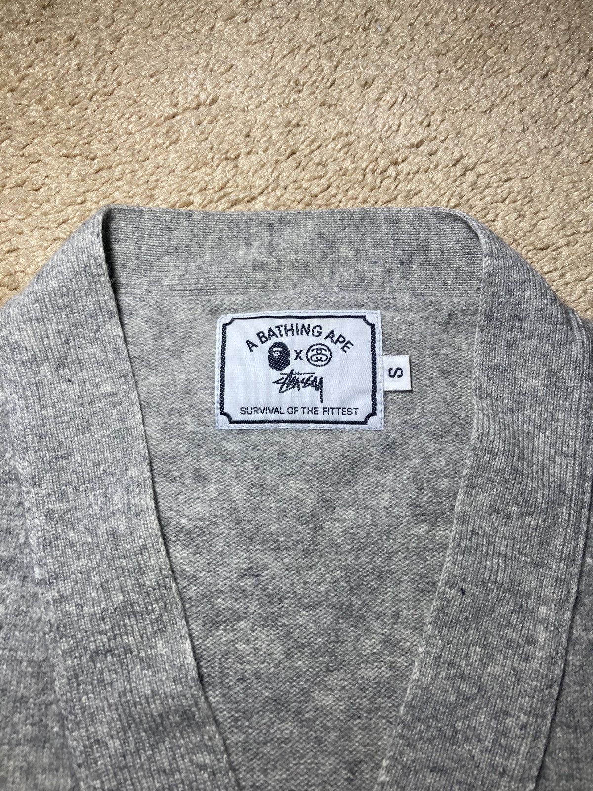 Bape × Stussy FW10 Bape Stussy Skull Logo Cardigan 2010 Gray Small Collab Size US S / EU 44-46 / 1 - 3 Thumbnail
