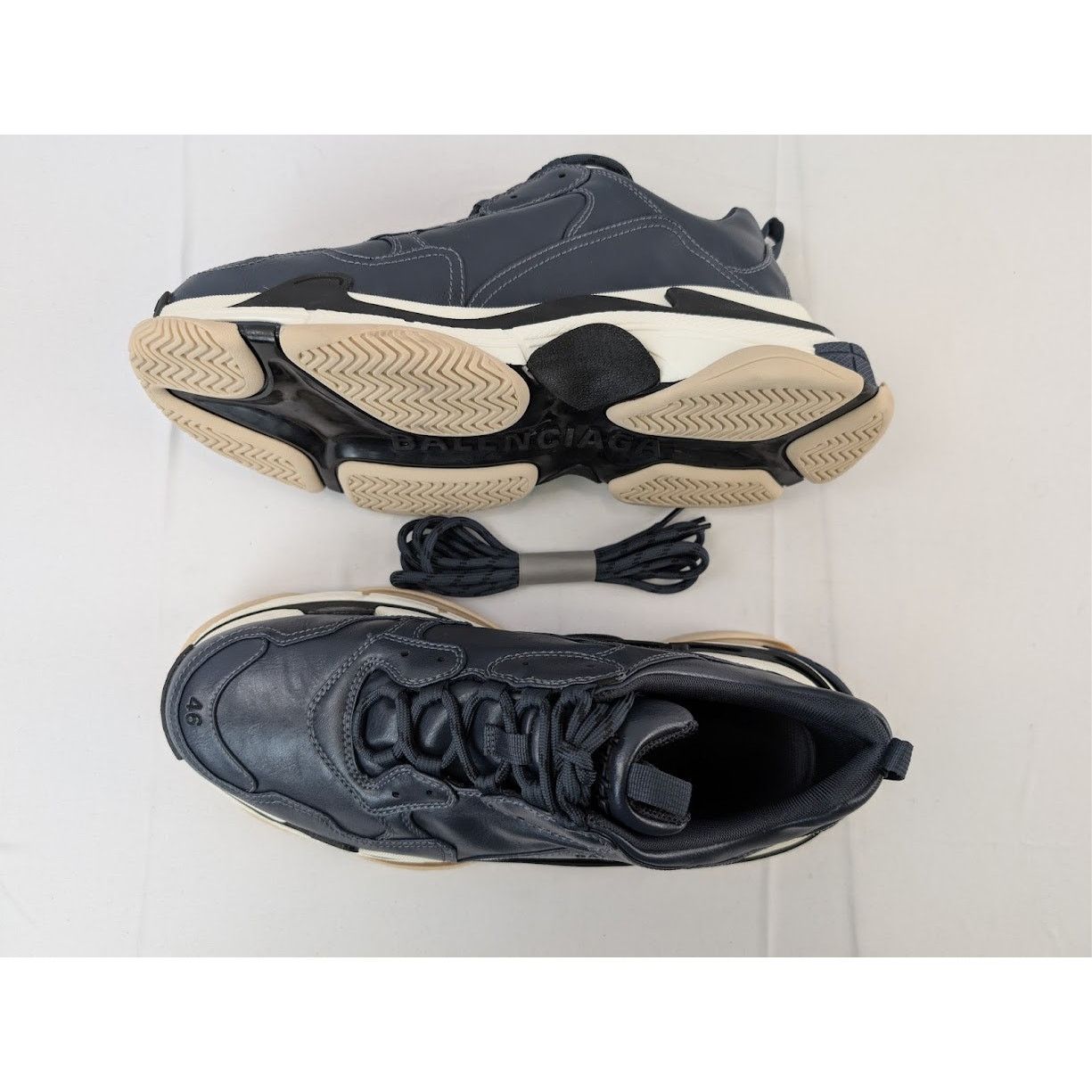 Balenciaga o1rshd1 Triple S Logo Type Sneakers in Blue/Sand Size US 13 / EU 46 - 1 Thumbnail