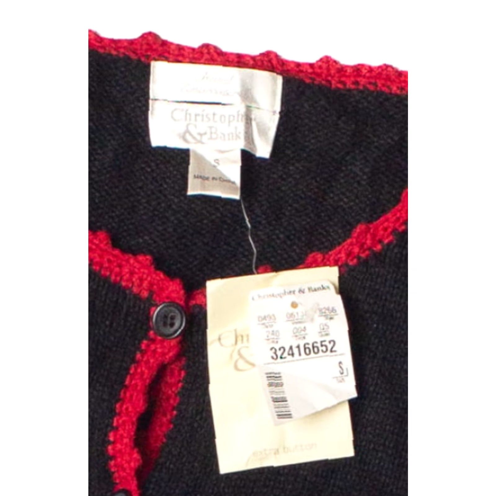 Vintage VINTAGE Christopher & Banks Cardigan Sweater Small Black Embroidered Floral Women/Girls? Size S / US 4 / IT 40 - 2 Thumbnail