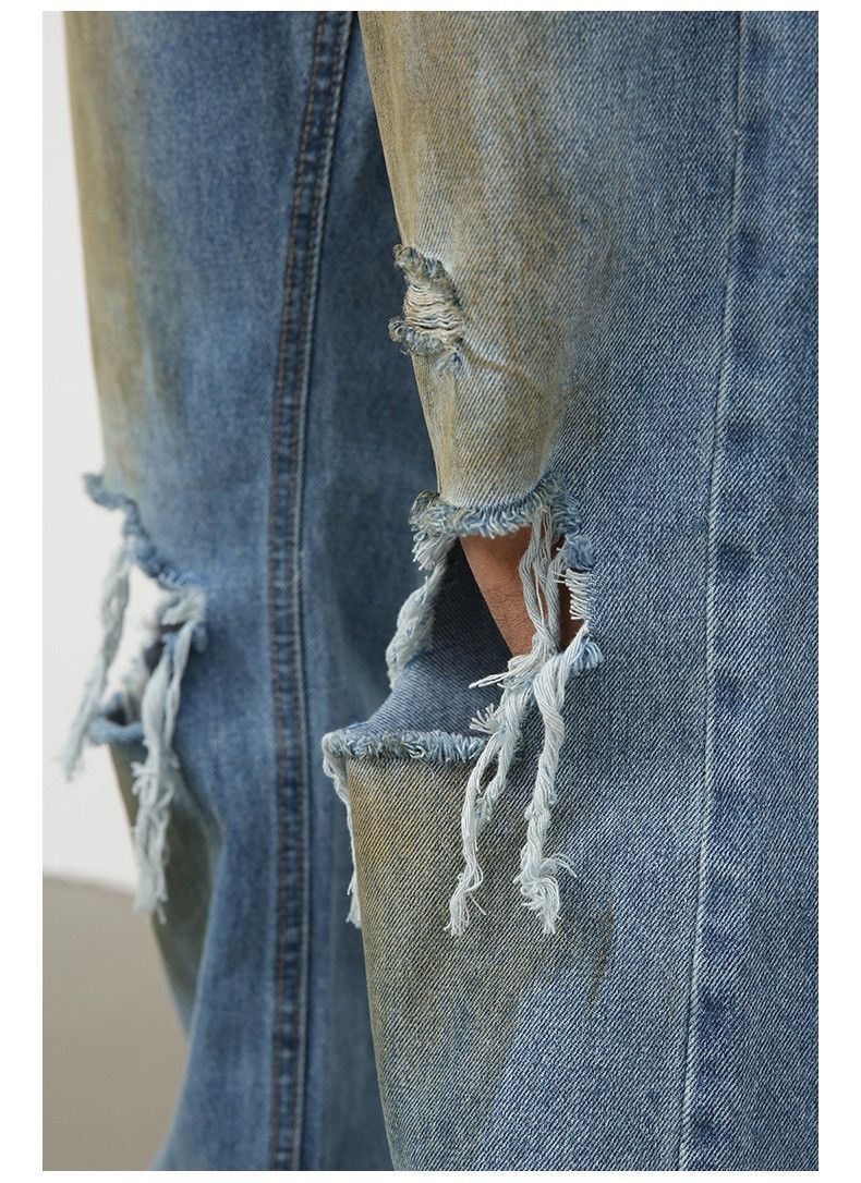 Jean Streetwear Hole Washed Ripped Flare Jeans Size US 28 / EU 44 - 6 Thumbnail