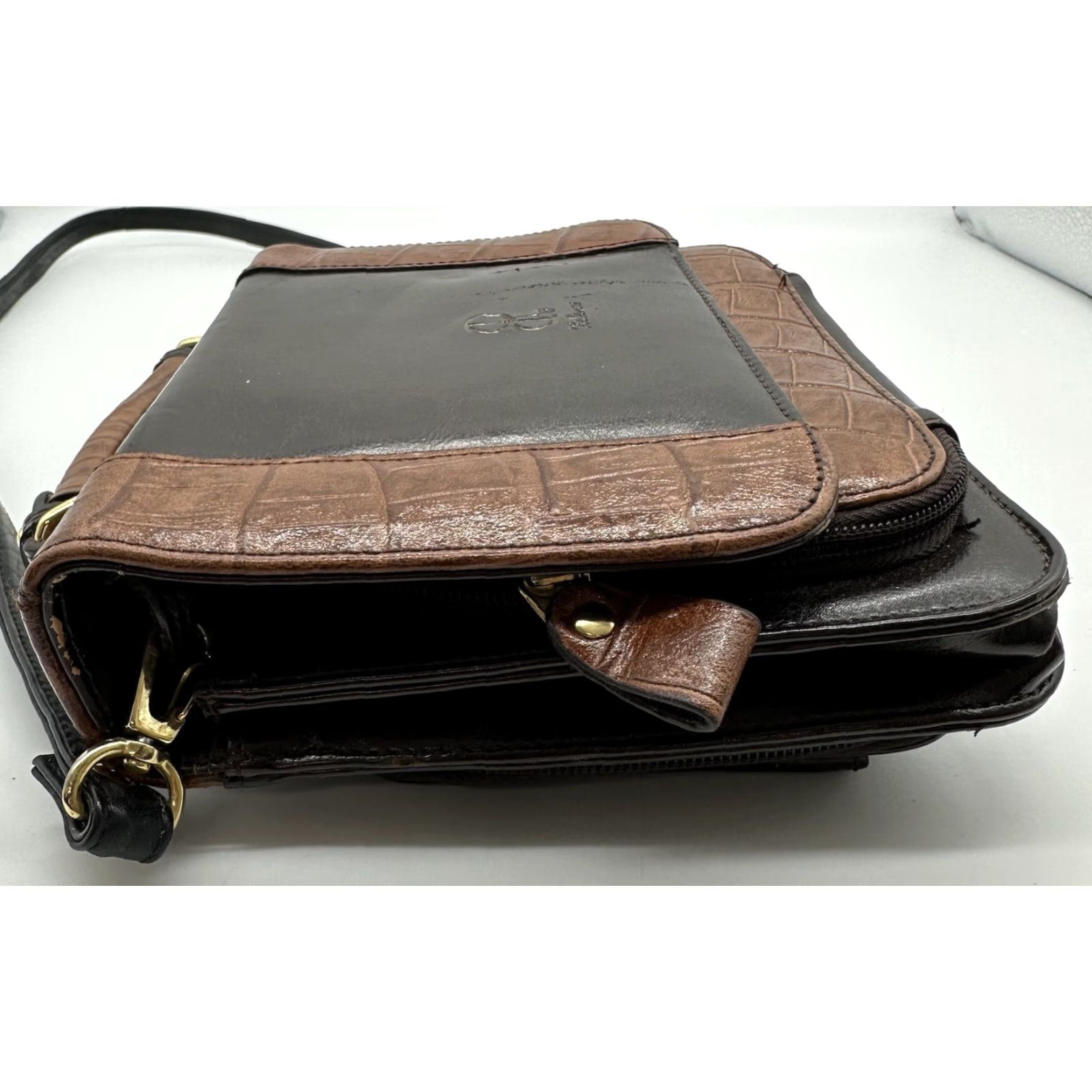 Bellerose VINTAGE Bellerose Leather Bag Purse Business Organizer Multi Pockets Mirror Brwn Square Bag Women Small Brown Retro Classic Size ONE SIZE - 6 Thumbnail