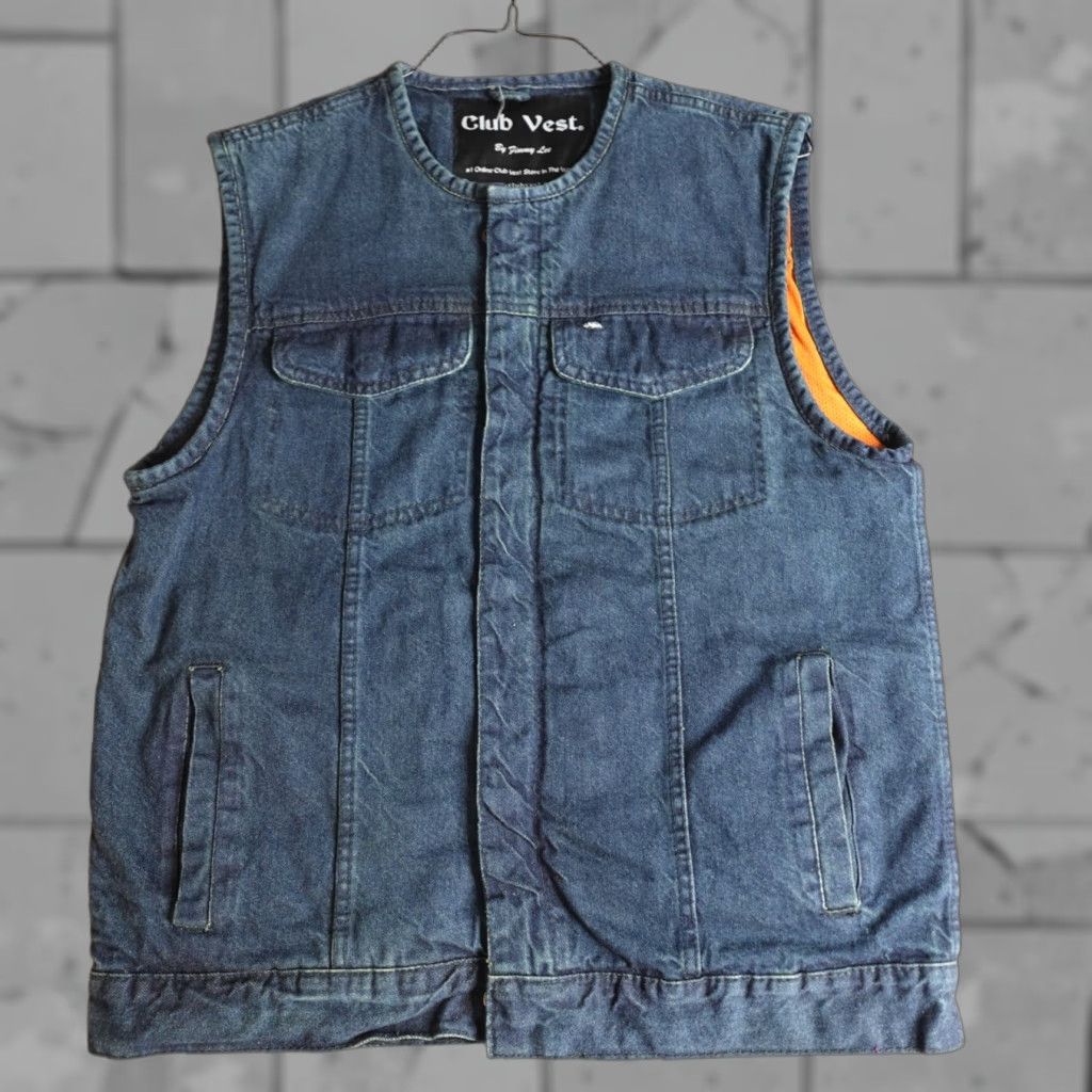 Lee jimmy Lee Vest Medium Blue Denim CCW Conceal Carry Full Zip Club Biker Riding Casual Men Size US M / EU 48-50 / 2 - 1 Thumbnail