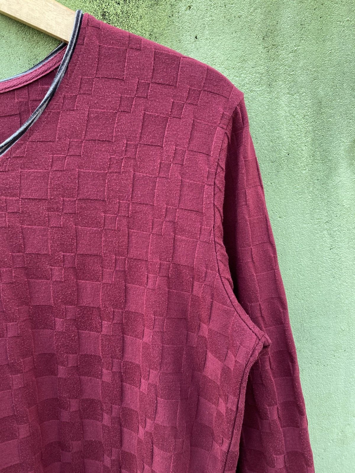 Japanese Brand Beams Heart Burgundy Textured Long Sleeve Japanese Vintage Size US M / EU 48-50 / 2 - 4 Thumbnail