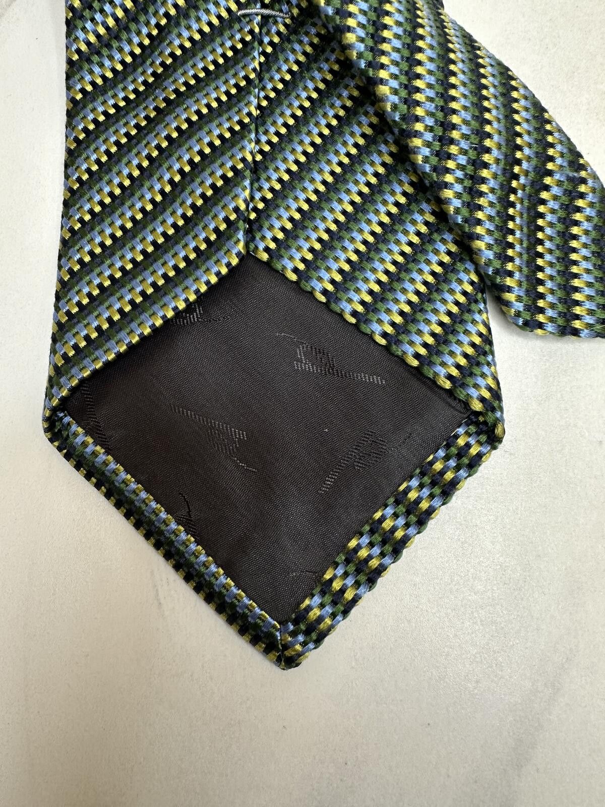 XMI Platinum XMI Platinum 100% English silk tie blue green gold geometric Size ONE SIZE - 4 Thumbnail