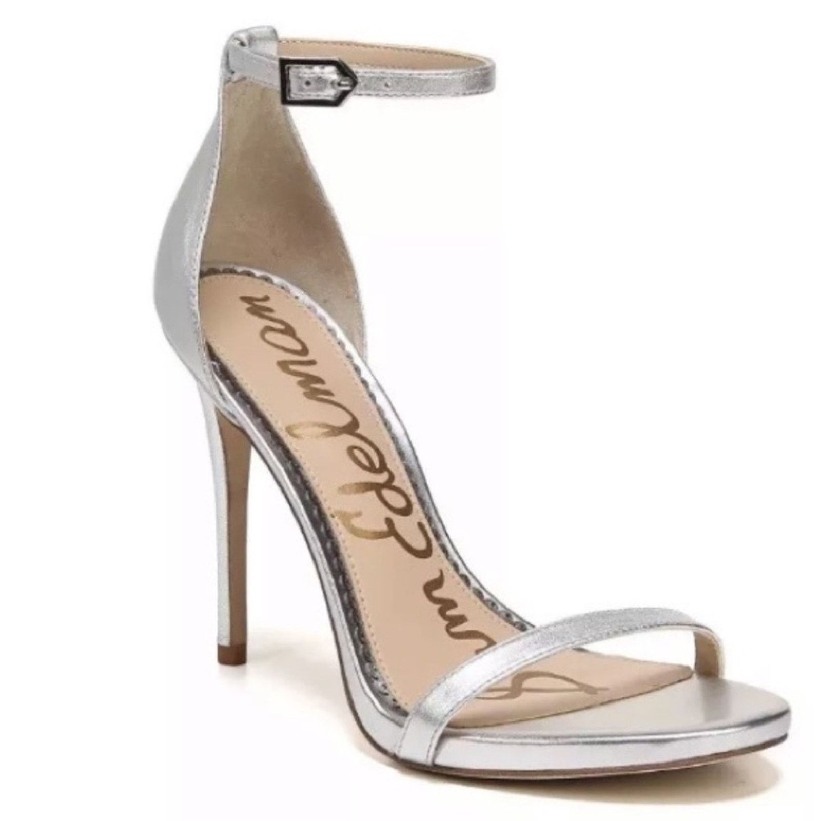 Sam Edelman SAM EDELMAN Metallic Silver Strap $180 Stiletto Sandals Heel Size US 8.5 / IT 38.5 - 9 Thumbnail