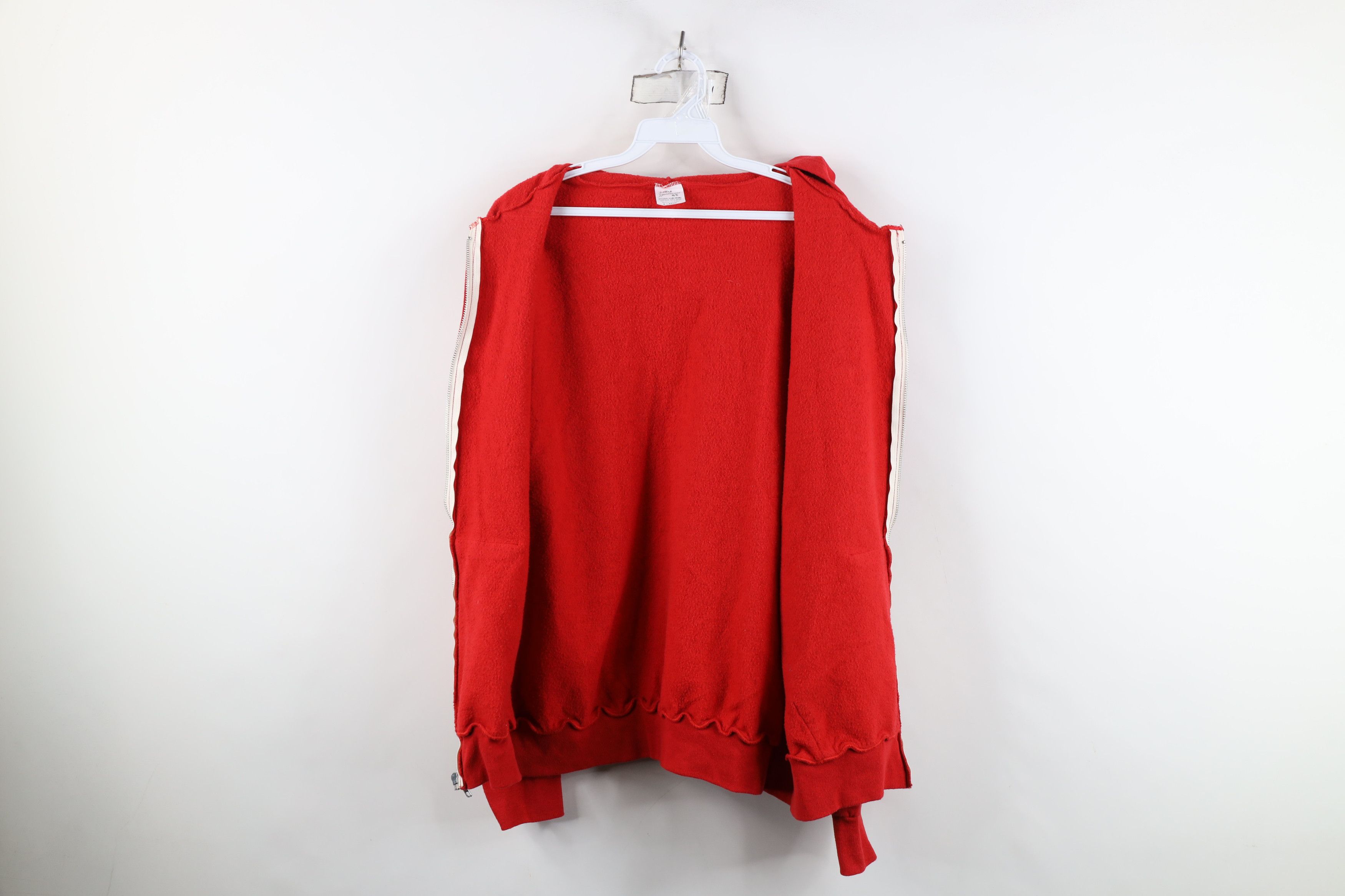 Vintage Vintage 70s Streetwear Full Zip Hoodie Sweatshirt Red USA Size US XL / EU 56 / 4 - 9 Thumbnail