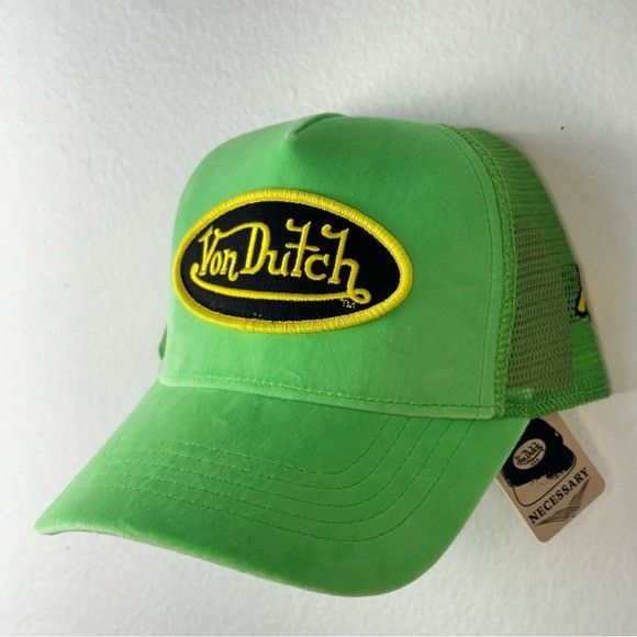 Designer × Von Dutch NWT VON DUTCH VELVET LIME HOLLYWOOD TRUCKER HAT Size ONE SIZE - 5 Thumbnail