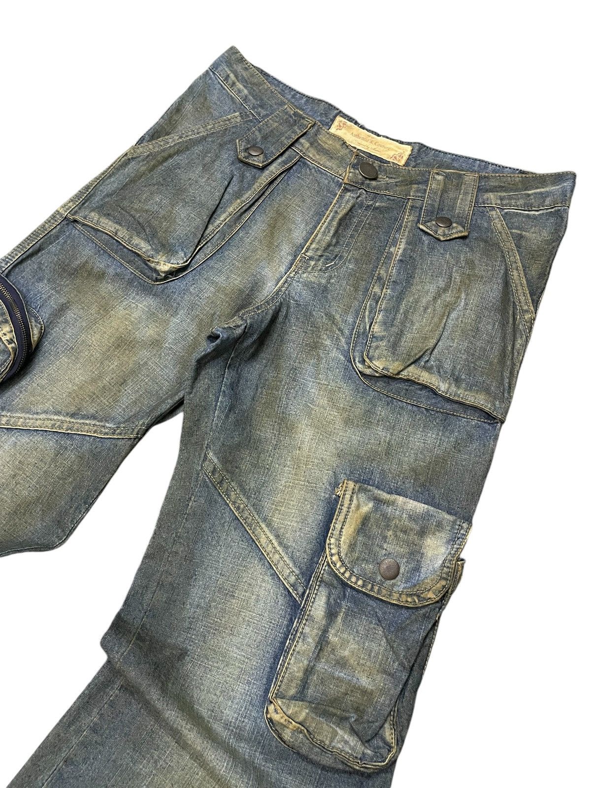 Hysteric Glamour × Japanese Brand × Le Grande Bleu (L.G.B.) Super Flared Authentic & Couture Mud Wash Multi Pocket Jeans Size US 30 / EU 46 - 7 Thumbnail