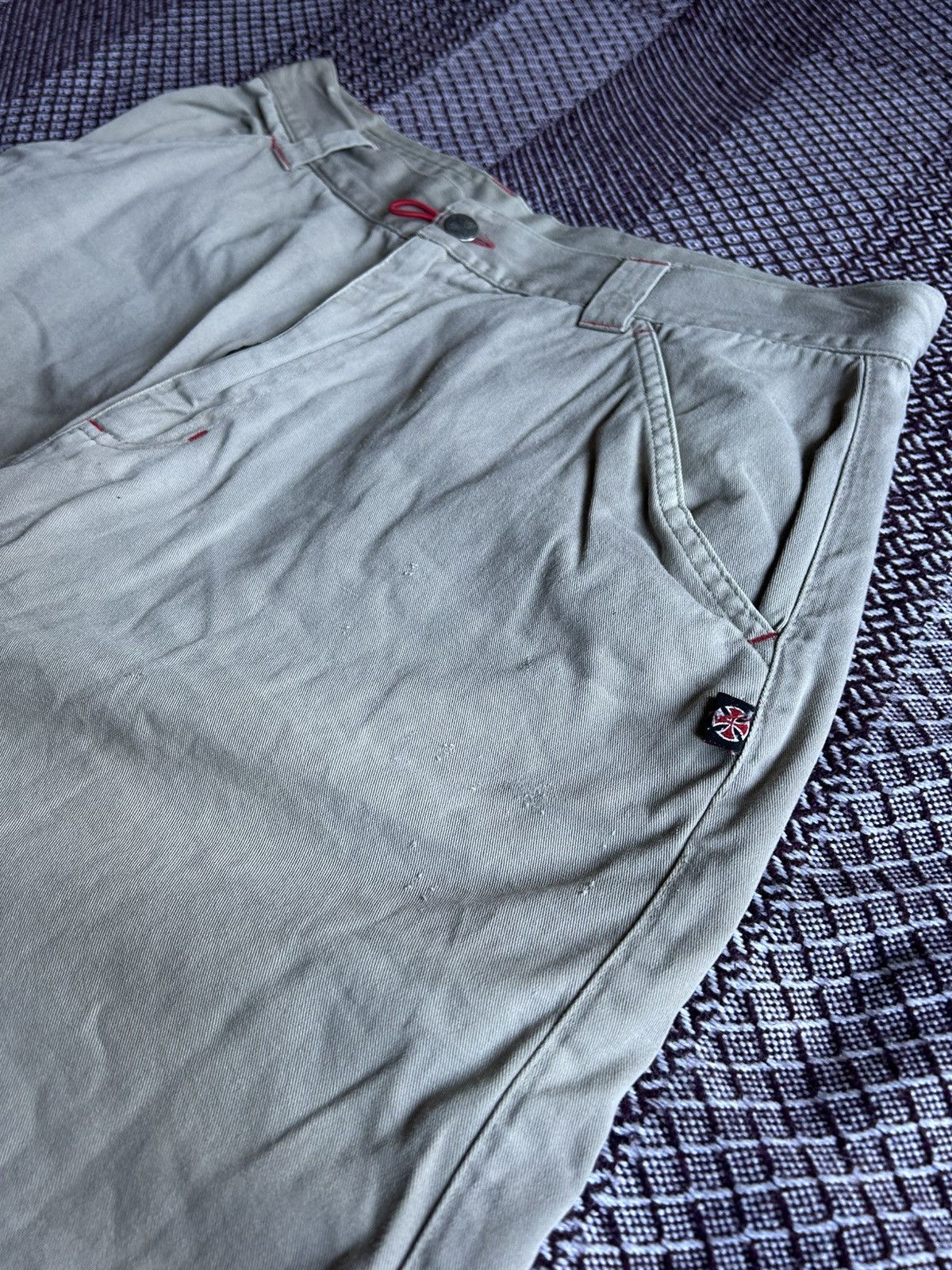Independent Truck Co. Vintage Independent Beige Rap Shorts Streetwear Style Sz 34 Size US 34 / EU 50 - 6 Thumbnail