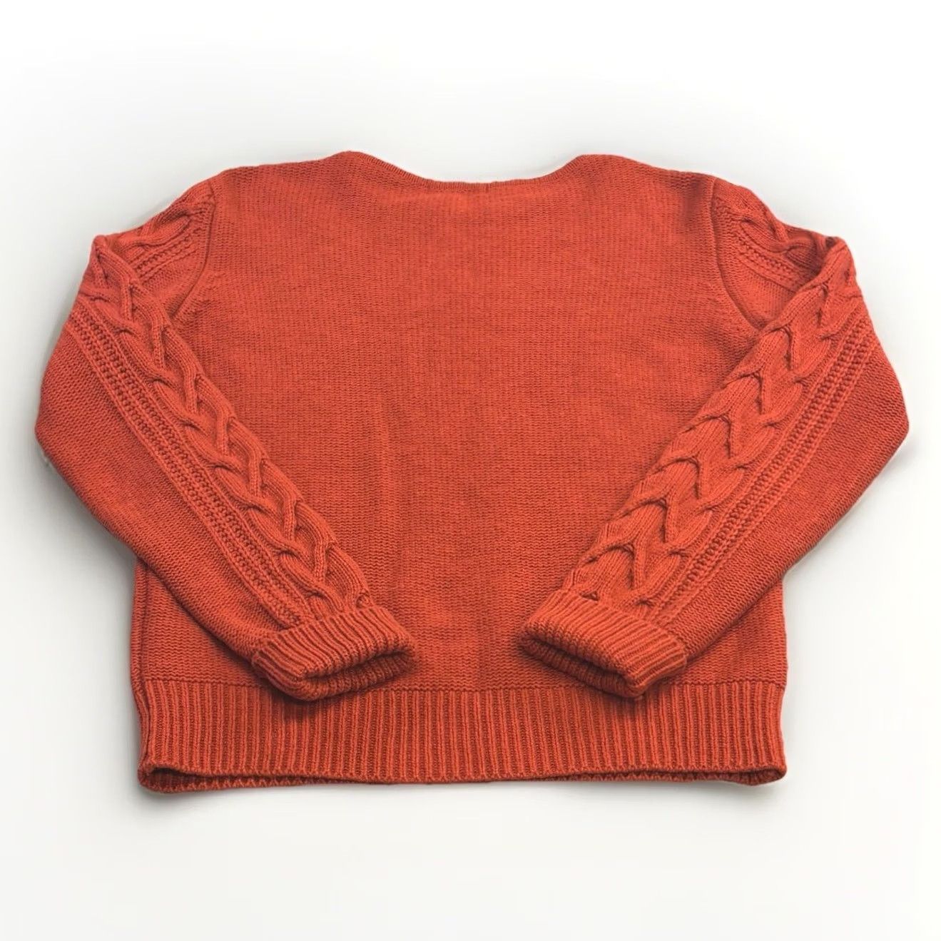Barbour VINTAGE? No. Barbour Tidewater Knit Jumper Women UK12 Burnt Orange Cable Knit Pullover Crew Neck Wool Blend Size XL / US 12-14 / IT 48-50 - 2 Thumbnail