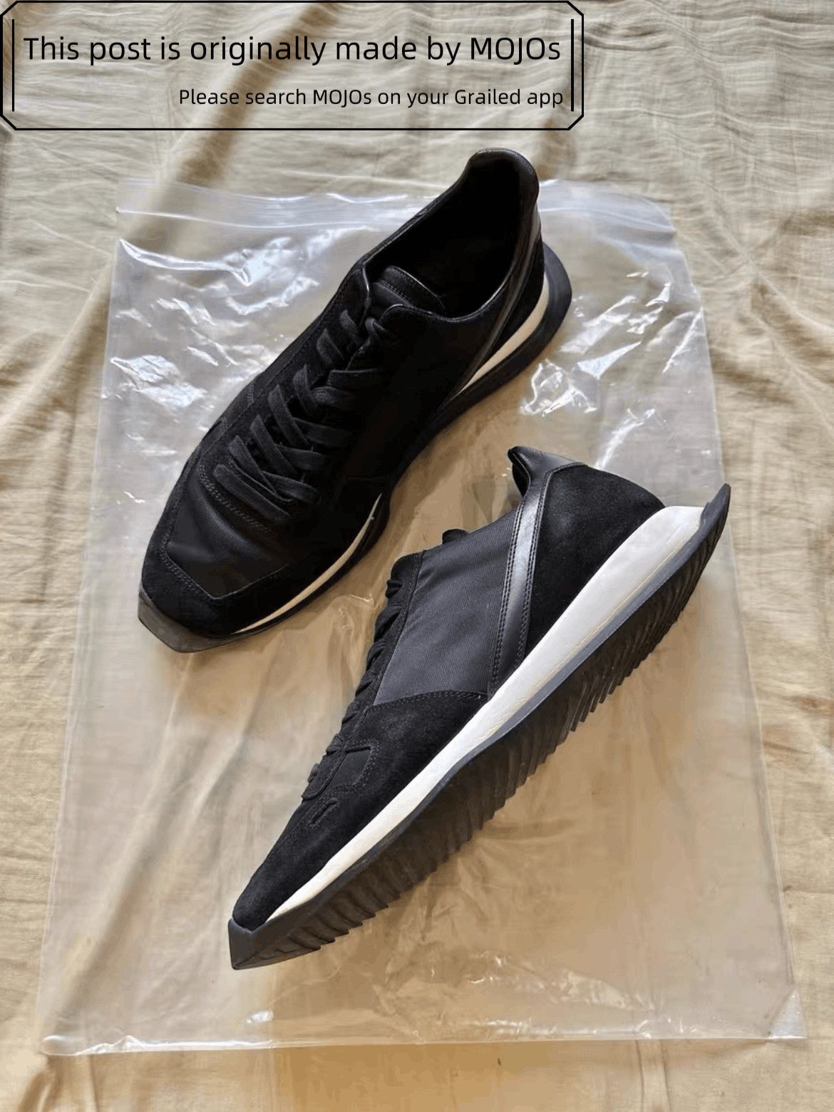 Rick Owens RICK OWENS LEATHER MILK GETH RUNNERS Sz 43 | Grailed