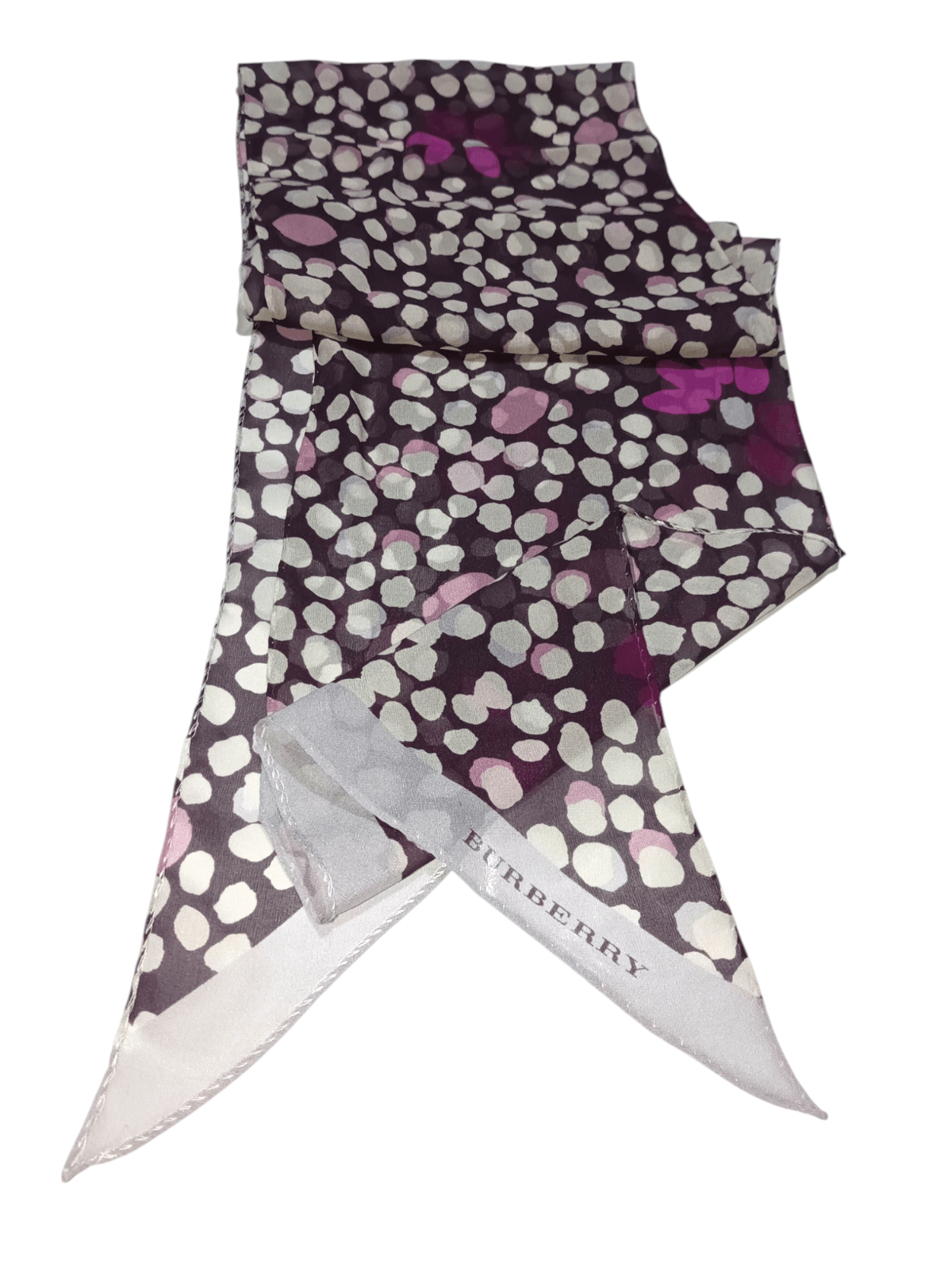 Burberry BURBERRY BURBERRYS BB Purple Silk Skinny Twilly Long Scarf Size ONE SIZE - 5 Thumbnail