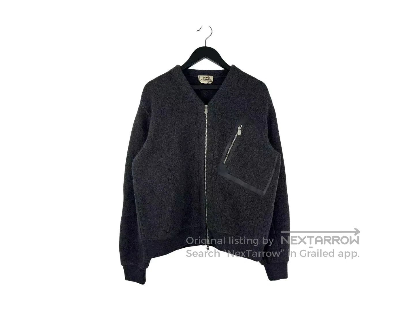 Hermes Hermes Dark Gray Wool and Cashmere Blend Mixed with Leathe Size US L / EU 52-54 / 3 - 1 Thumbnail