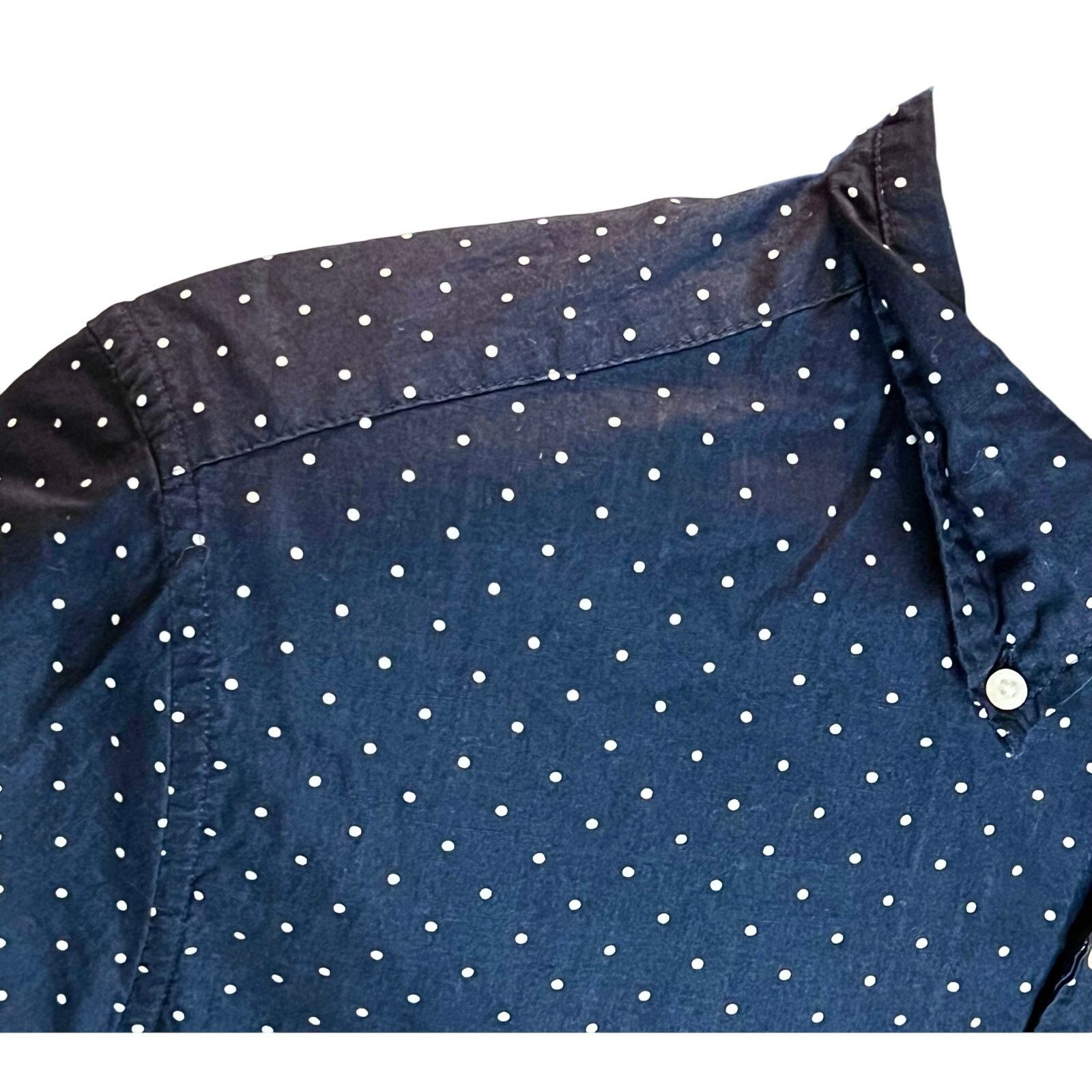 J.Crew J.Crew Classic Fit Polka Dot Short Sleeve Shirt Navy Blue Size US M / EU 48-50 / 2 - 6 Thumbnail