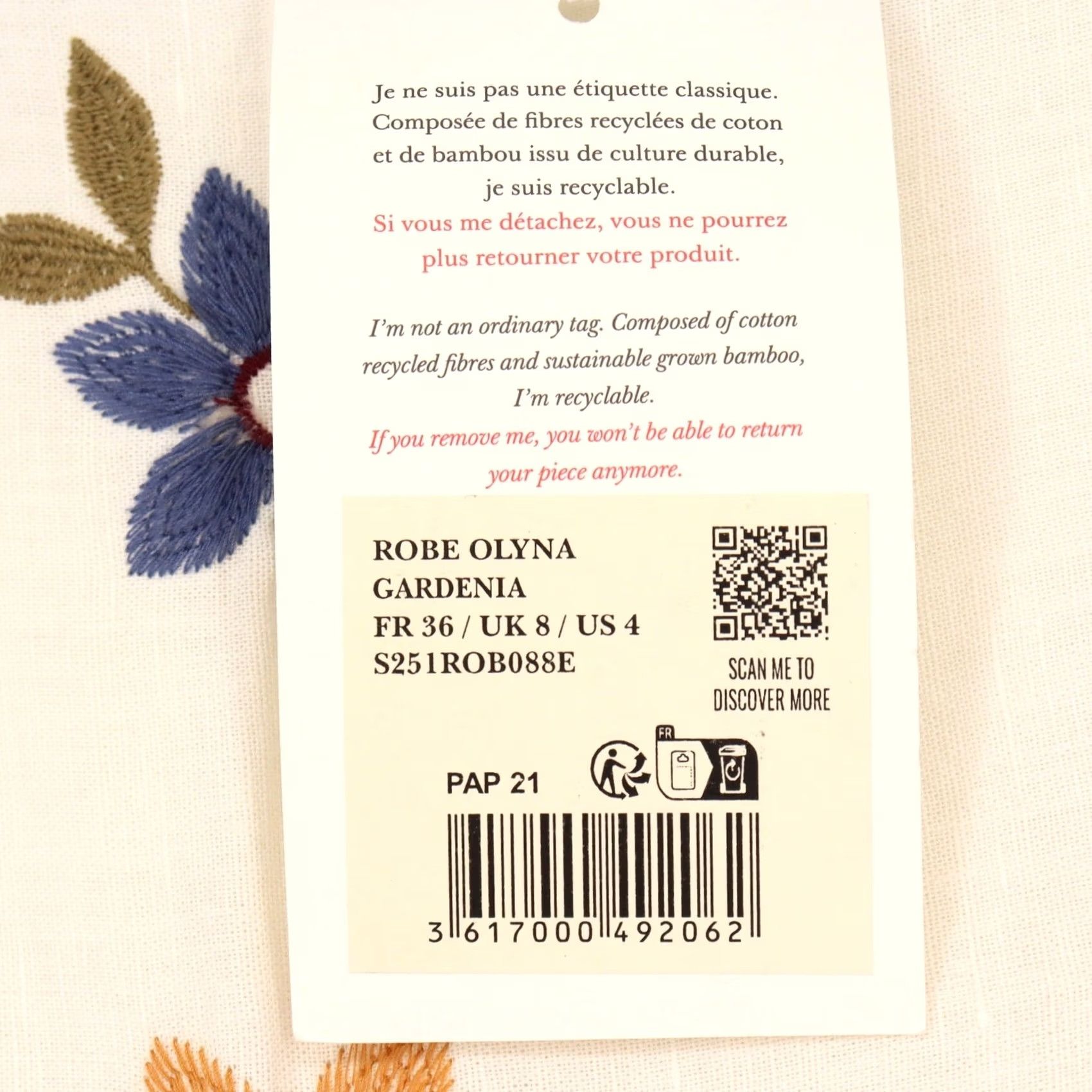 Vintage Sezane Maxi Dress Gardenia Floral Embroidered Linen Cotton Ivory US 4 FR 36 Womens Size S / US 4 / IT 40 - 4 Thumbnail