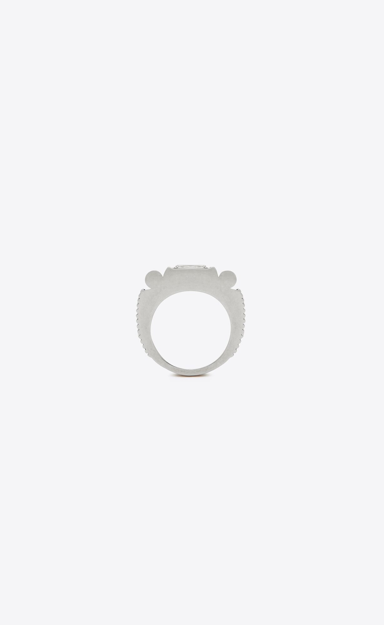 Saint Laurent Paris o1b1hav111124 Size: OS / Empire Rhinestone Ring in Silver Size ONE SIZE - 1 Thumbnail