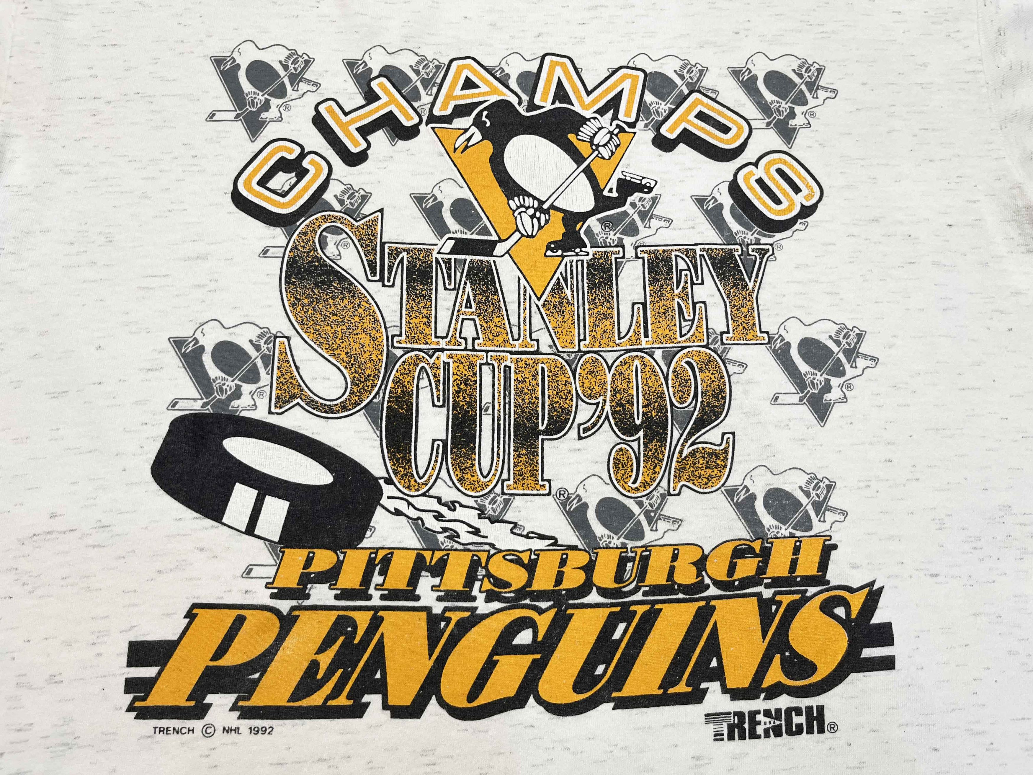 NHL Vintage Trench 1992 NHL Pittsburgh Penguins Hockey T-Shirt Size US L / EU 52-54 / 3 - 2 Thumbnail