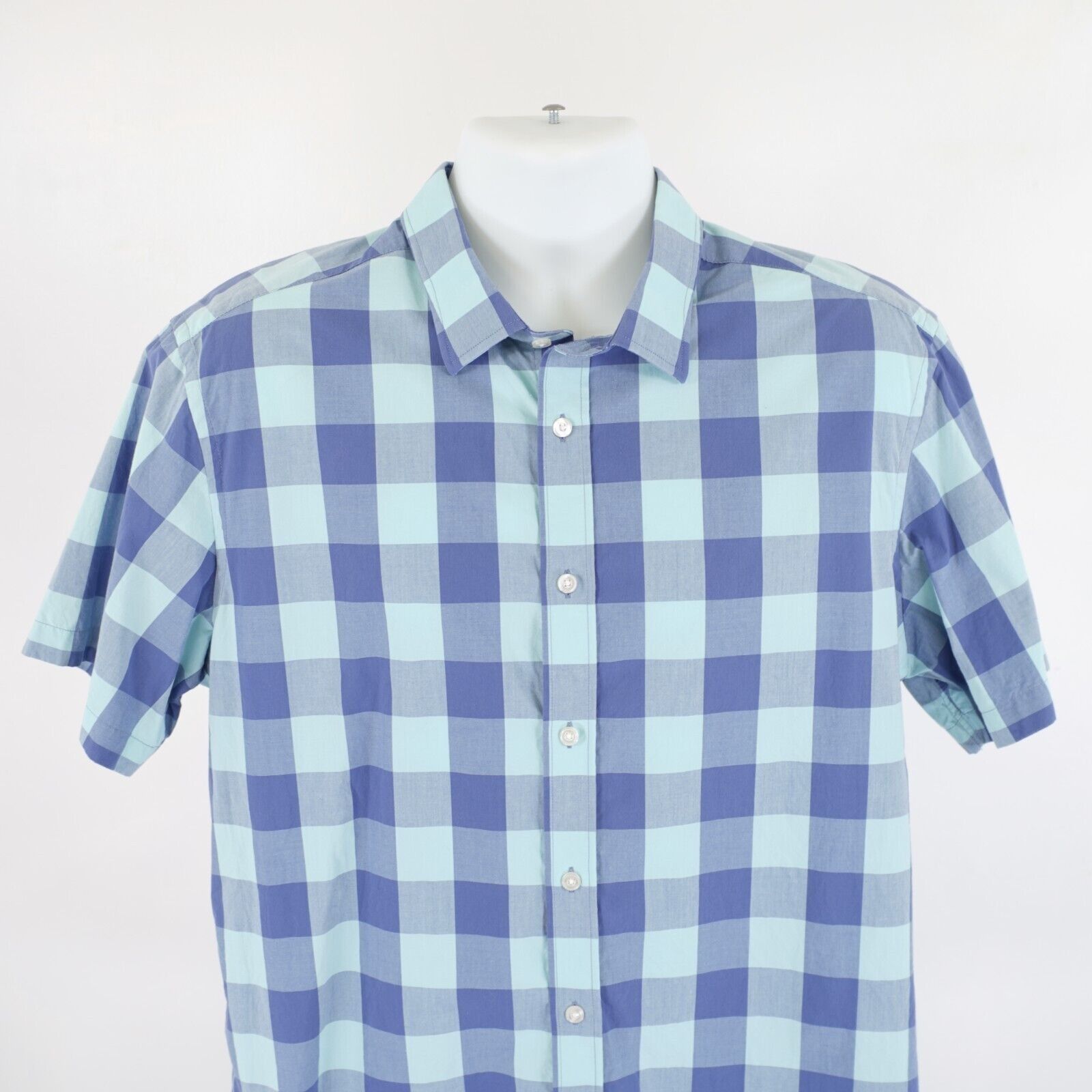 UNTUCKit UNTUCKit Blue Plaid Short Sleeve XL Collared Dress Shirt Size US XL / EU 56 / 4 - 1 Thumbnail
