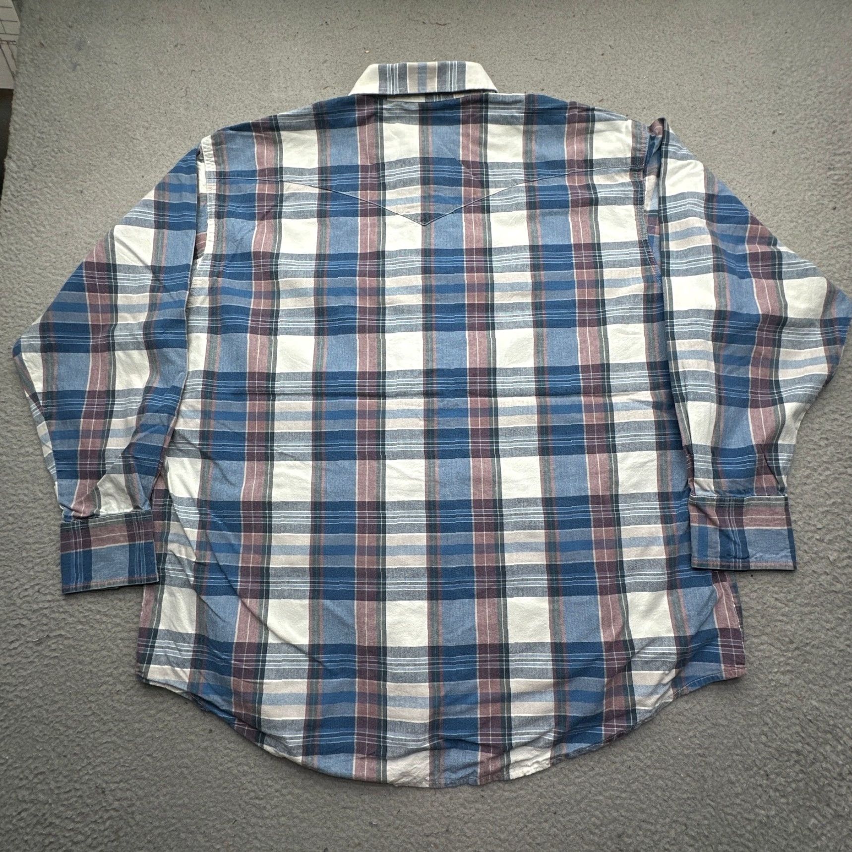 Wrangler VINTAGE Wrangler Western Pearl Snap Denim Chambray Plaid Long Sleeve Shirt XXL Mens Blue Plaid 90s Button-Up Shirt Size US XXL / EU 58 / 5 - 6 Thumbnail