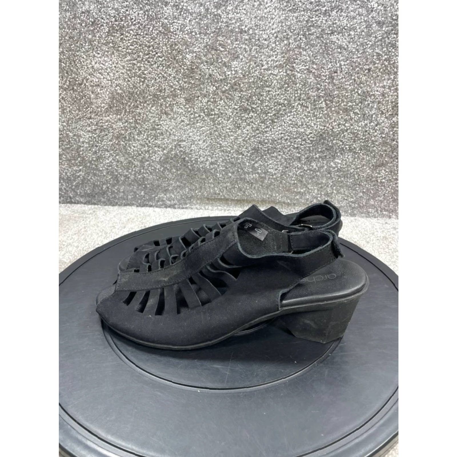 Vintage Arche Soexor Sandal Womens Slingback Black Nubuck Block Heel Casual Women 9.5US 40EU Leather Lining Size US 8 / IT 38 - 5 Thumbnail