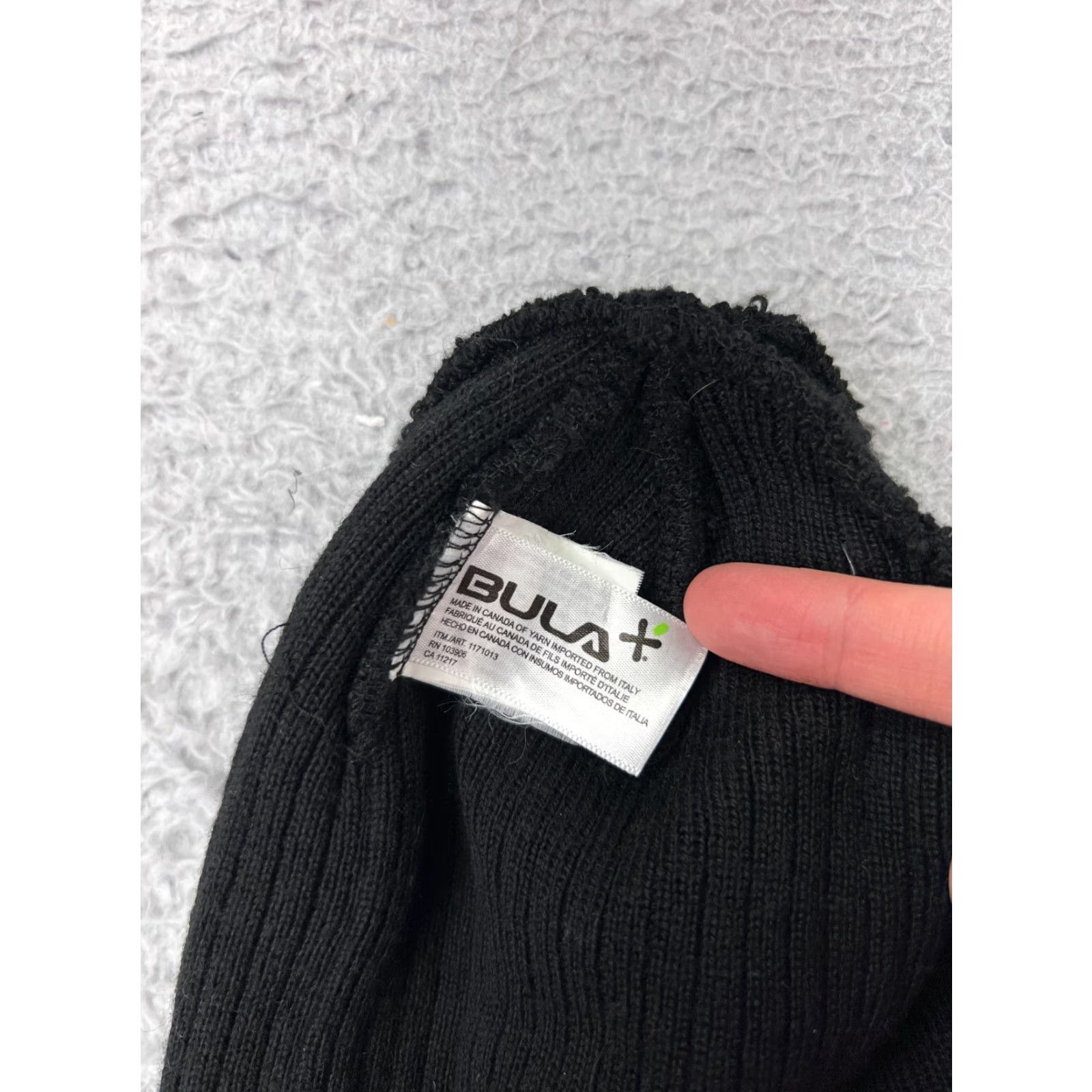 Vintage Bula Beanie Toque Adult One Size Black Knit Hat Wool Blend Snow Ski Logo Beanie Mens Winter Knit Cap Size ONE SIZE - 6 Thumbnail