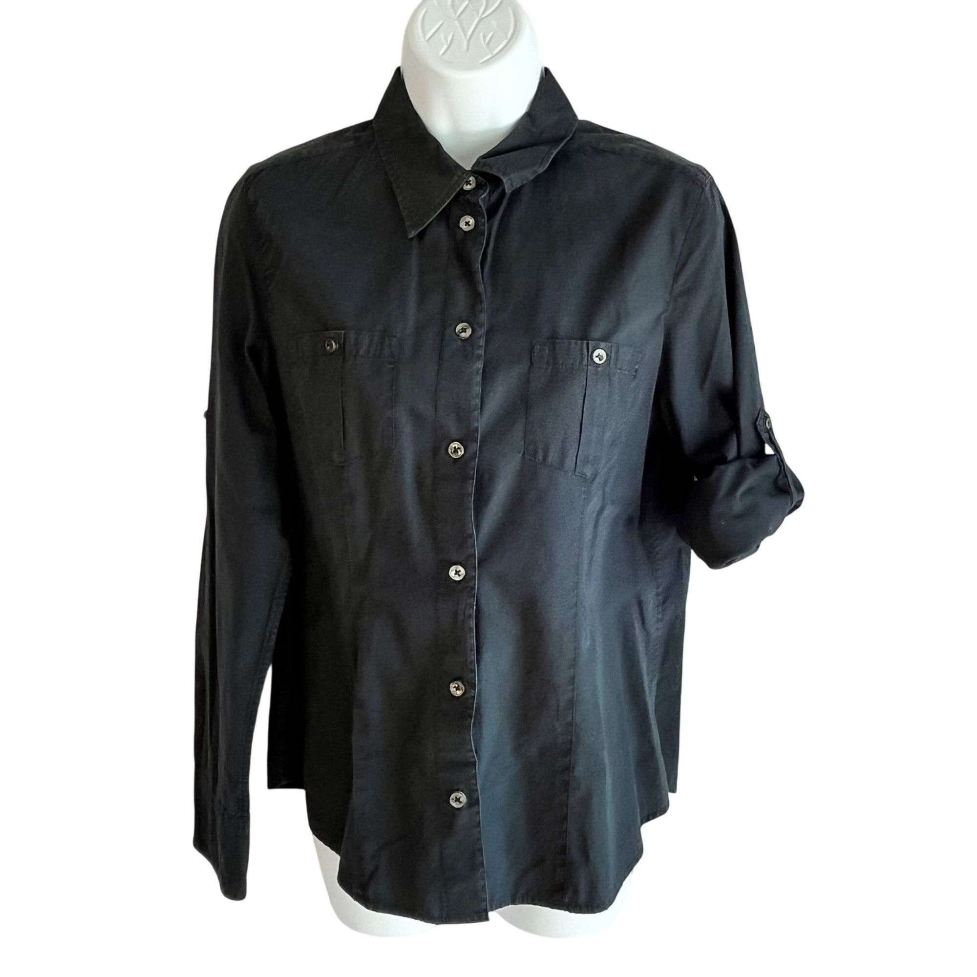Gap Gap Black Long Sleeve Button-Up Shirt M Womens Casual Cotton Size M / US 6-8 / IT 42-44 - 1 Thumbnail