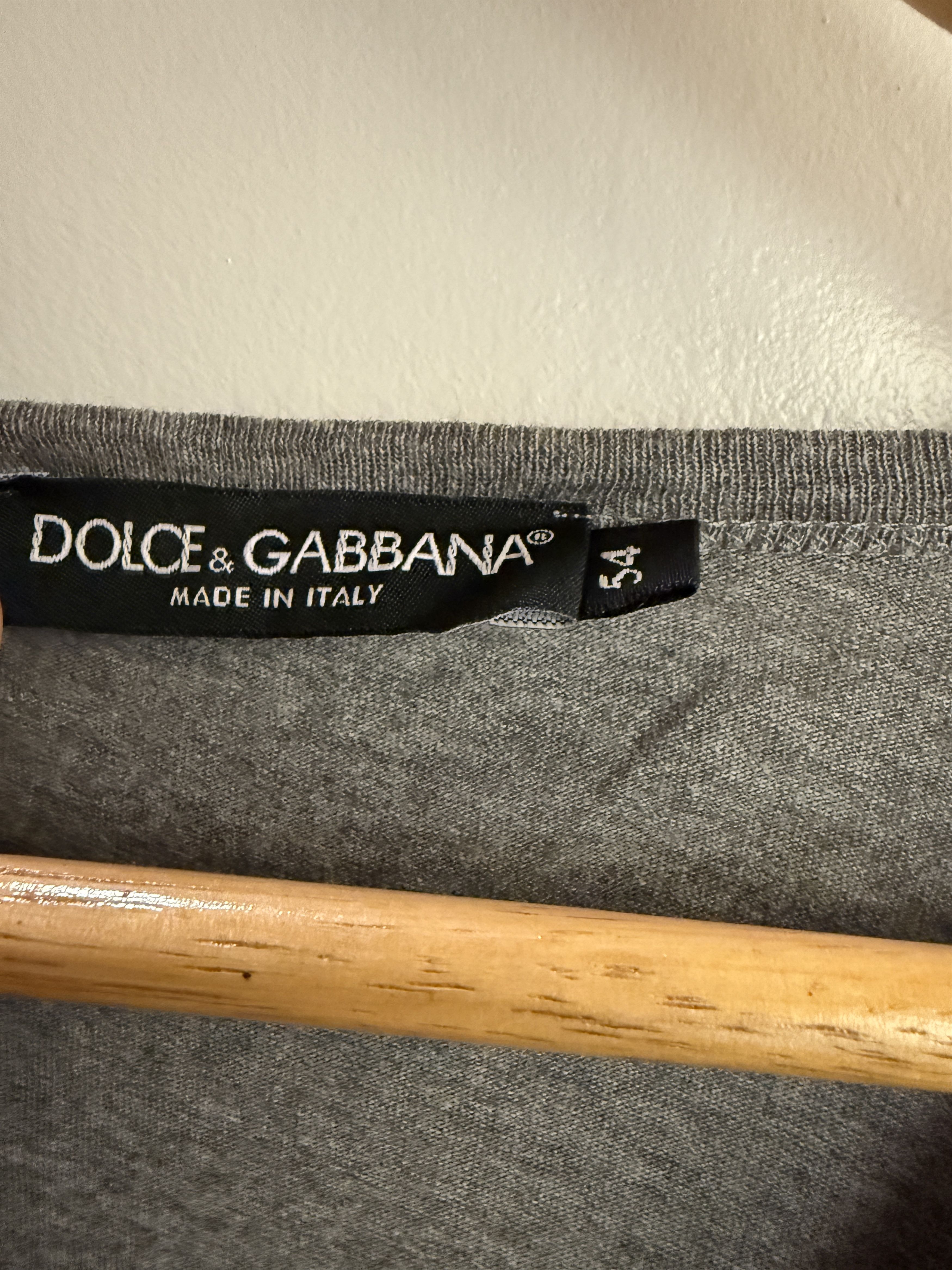 Dolce & Gabbana Dolce & Gabbana V-Neck Grey T-Shirt Size 54 Size US L / EU 52-54 / 3 - 2 Thumbnail