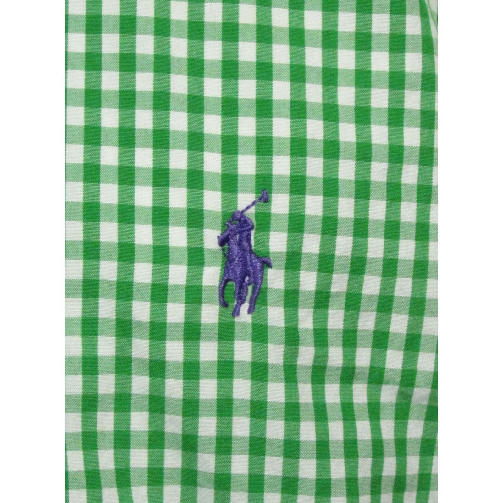 Ralph Lauren Ralph Lauren Green & White Checkered Classic Fit Mens Size 17 36/37 - Pre-Owned Size 46R - 2 Thumbnail
