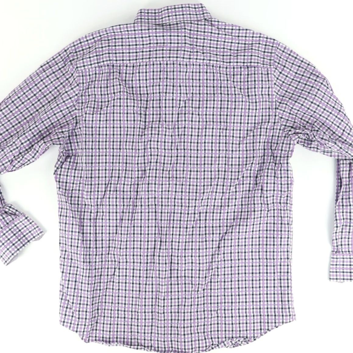 BUGATCHI Bugatchi Shirt Men's XL Purple Gingham Long Sleeve Button Up Shirt Classic Fit Cotton Size US XL / EU 56 / 4 - 4 Thumbnail