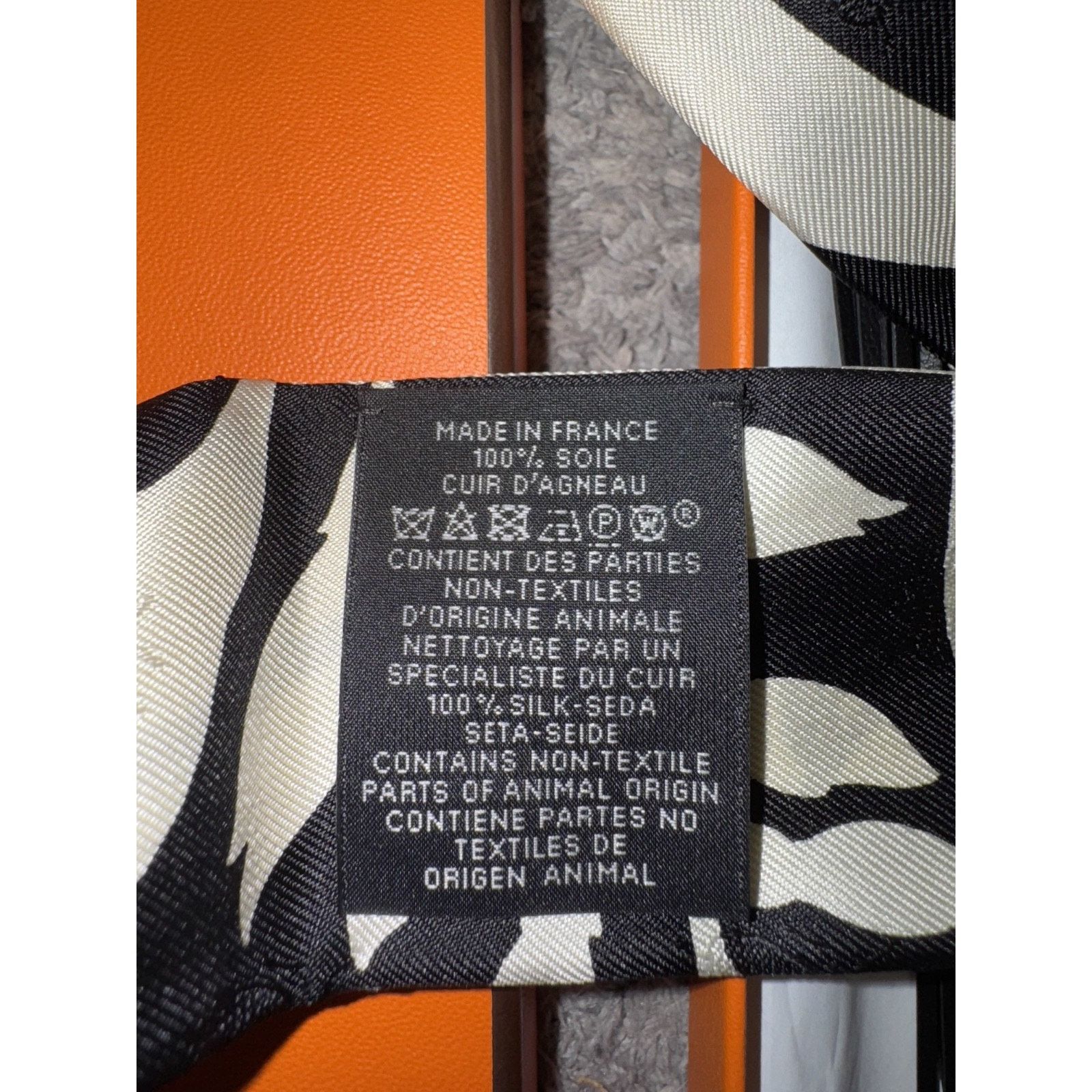 Hermes Hermes Scarf Twilly Fringe Leather Bouquet White Black Silk Size ONE SIZE - 10 Thumbnail