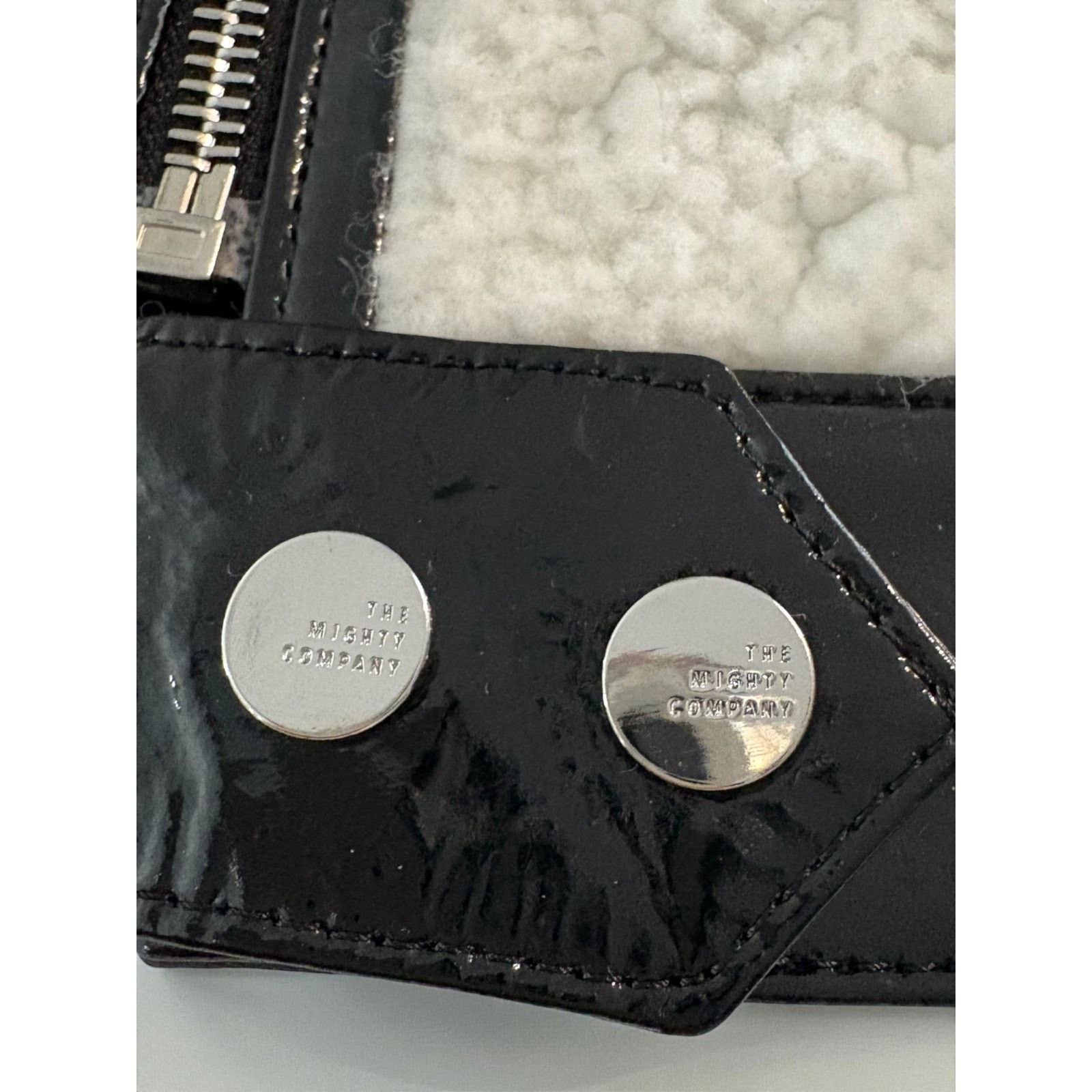 Other Handmade Black & White Shearling Moto Jacket Patent Leather Size XS / US 0-2 / IT 36-38 - 7 Thumbnail