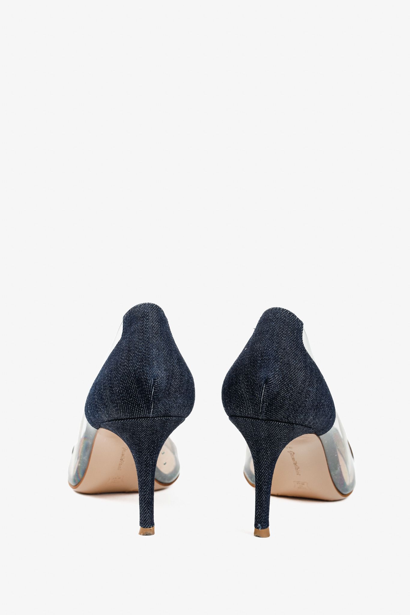 Gianvito Rossi Gianvito Rossi Plexi 70 Denim & Patent Leopard Heels Size US 8.5 / IT 38.5 - 3 Thumbnail